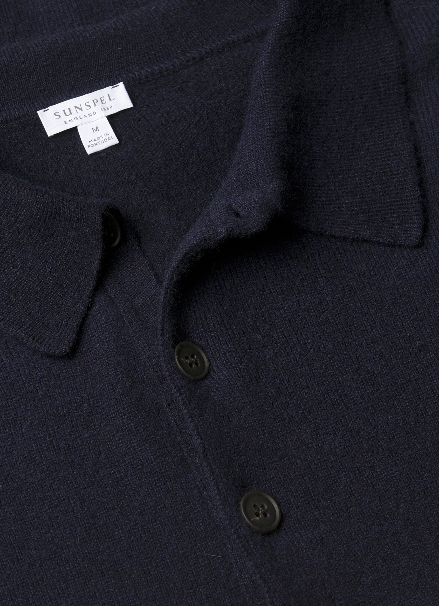 Men's Cashmere Knitted Polo Shirt in Navy - Image 4