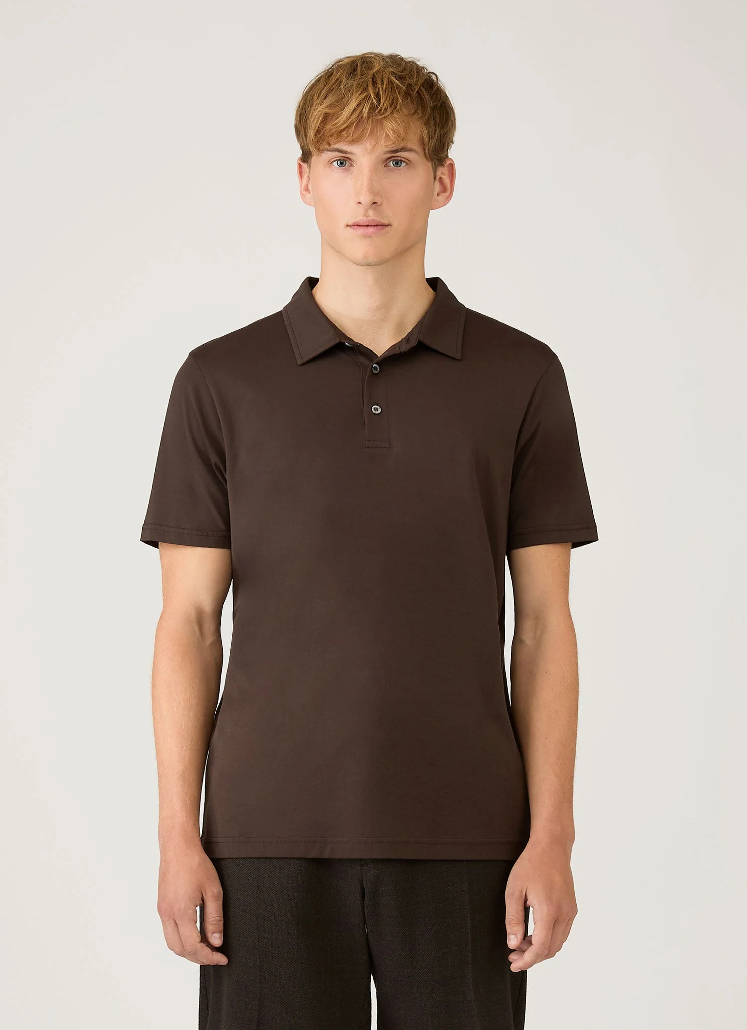 Men's Classic Jersey Polo Shirt in Dark Chocolate - Image 2
