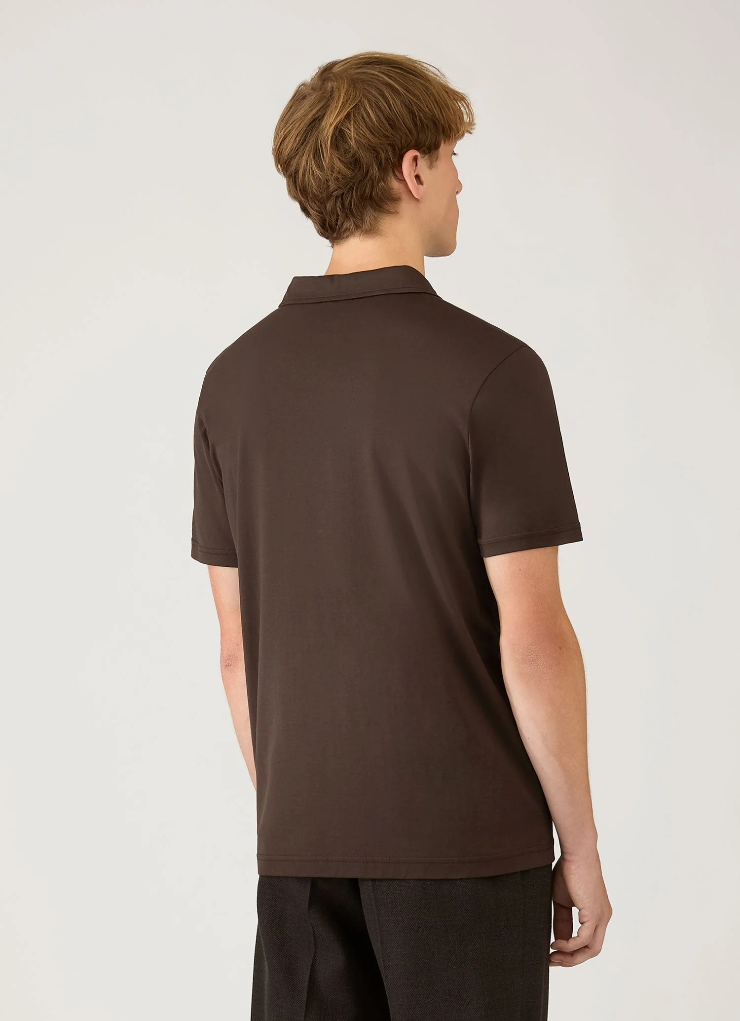 Men's Classic Jersey Polo Shirt in Dark Chocolate - Image 5