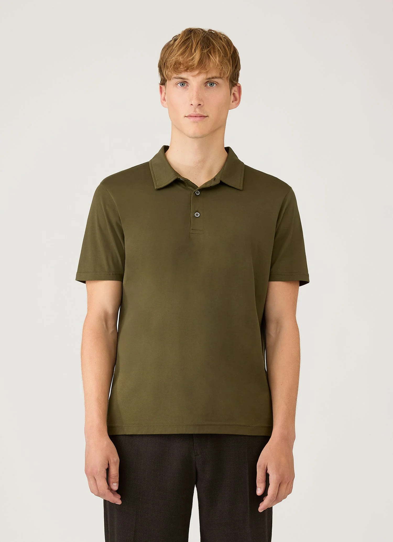 Men's Classic Jersey Polo Shirt in Deep Olive - Image 2