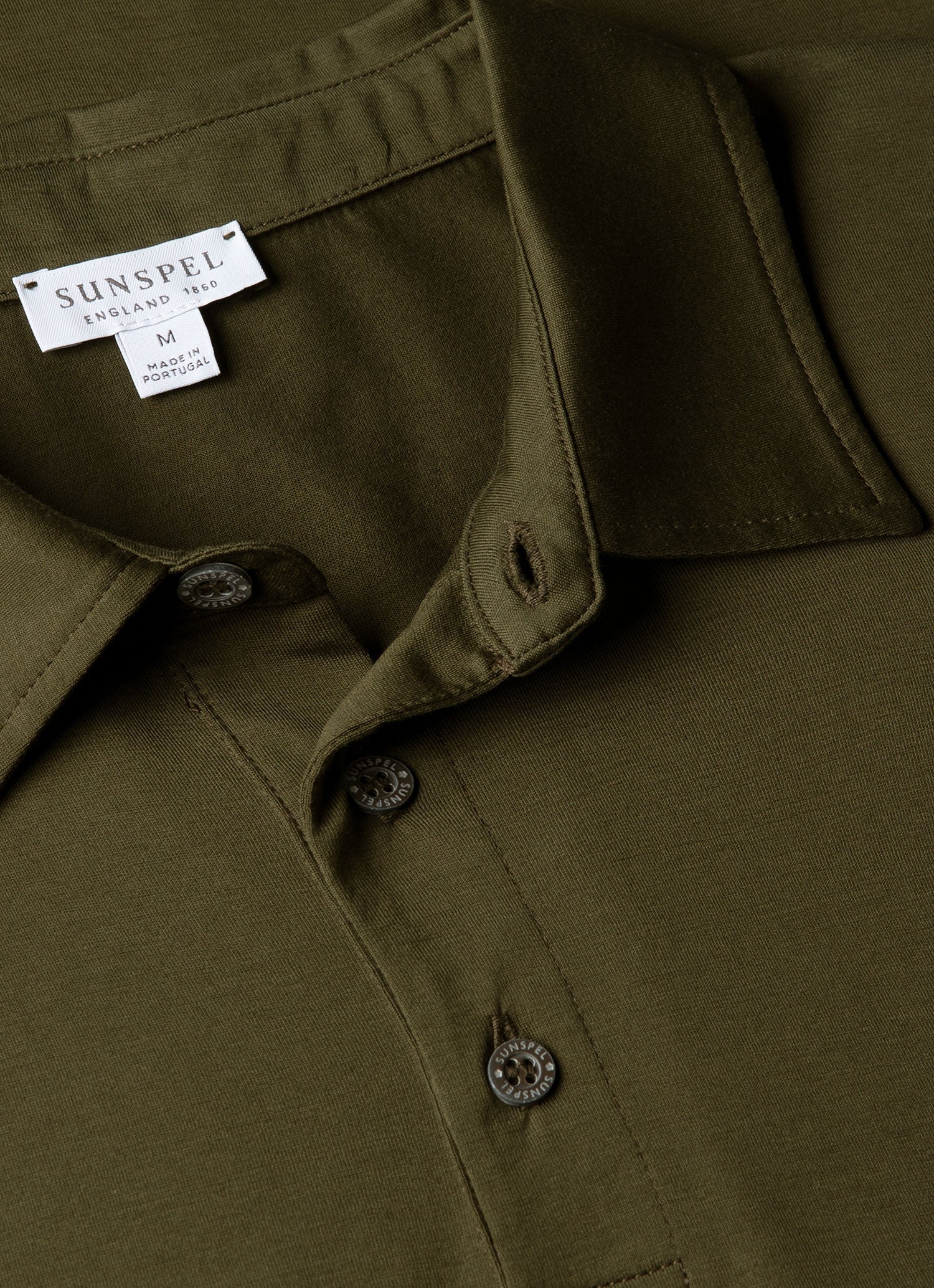 Men's Classic Jersey Polo Shirt in Deep Olive - Image 4
