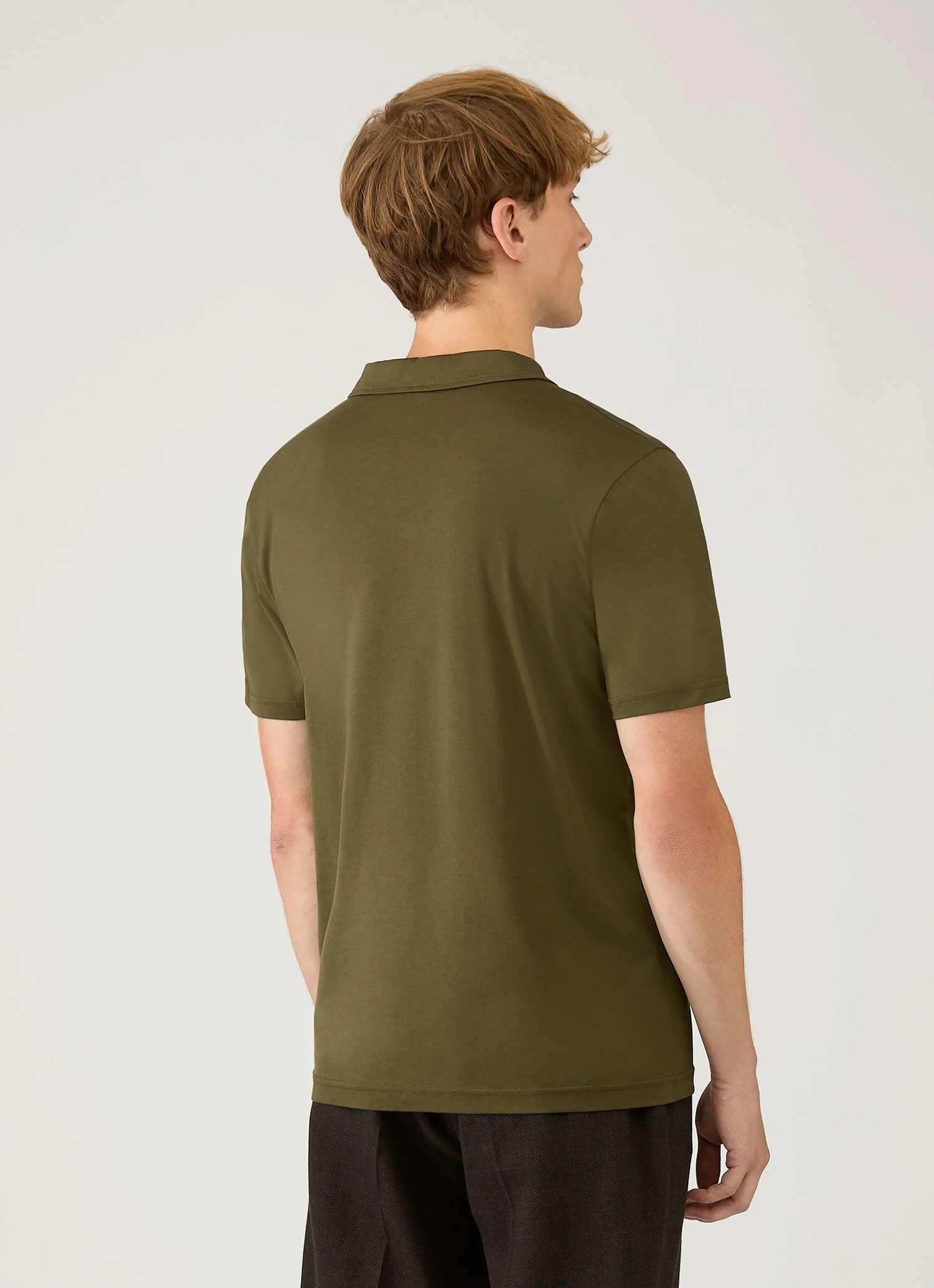 Men's Classic Jersey Polo Shirt in Deep Olive - Image 5