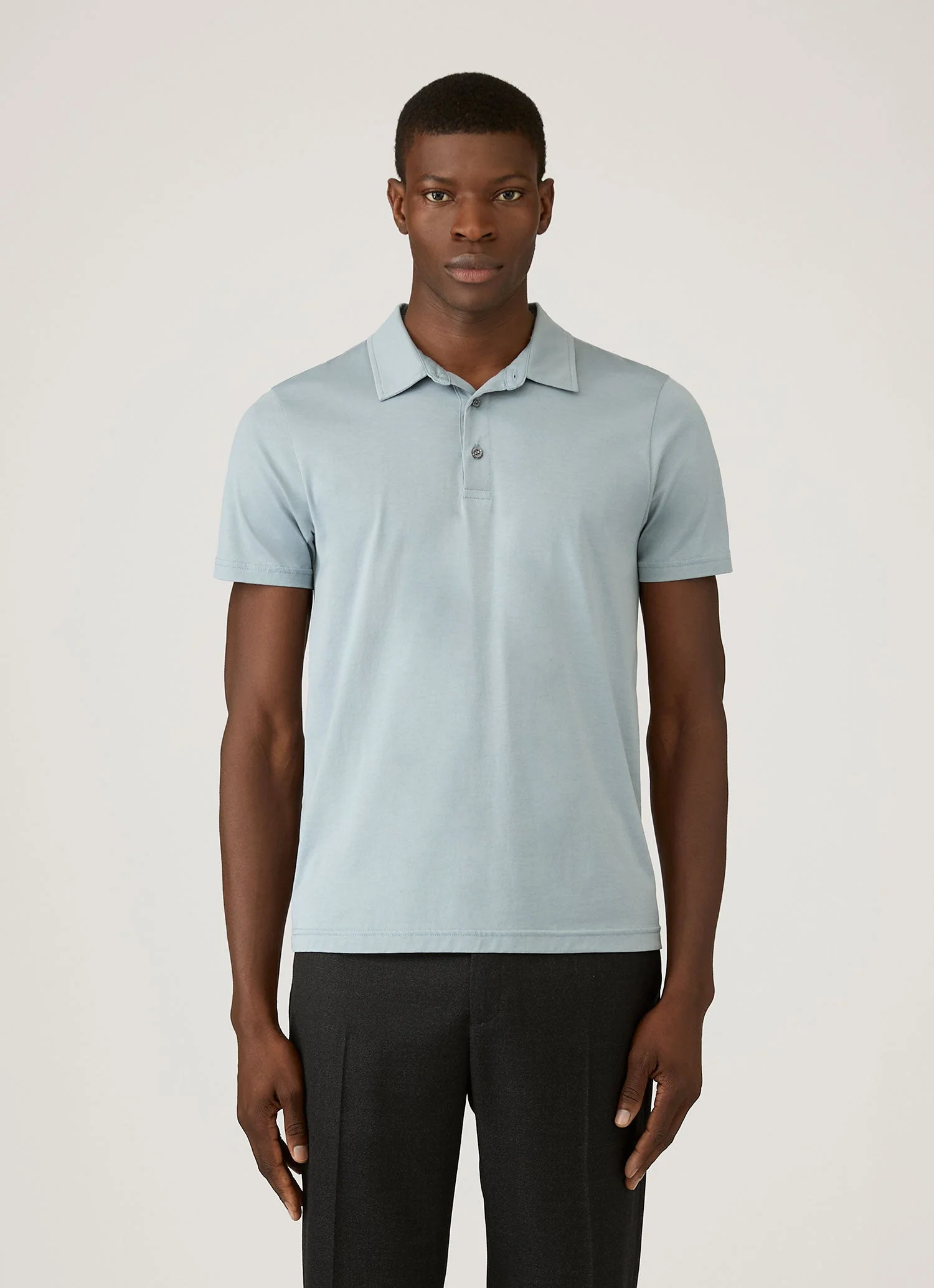 Men's Classic Jersey Polo Shirt in Stone Blue - Image 2
