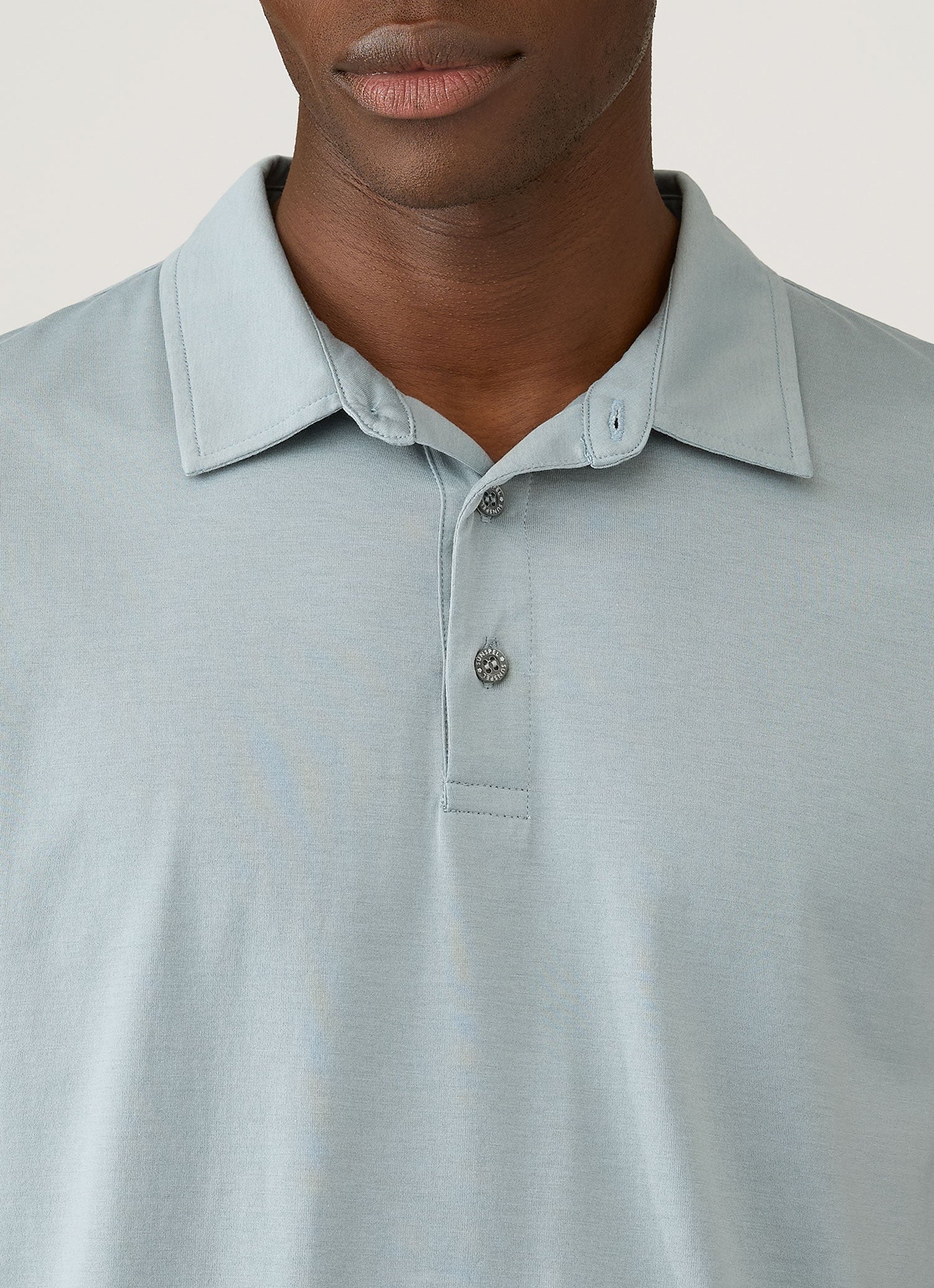 Men's Classic Jersey Polo Shirt in Stone Blue - Image 6