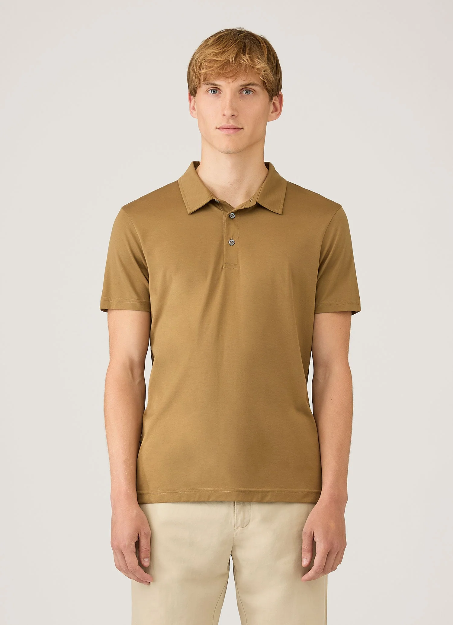 Men's Classic Jersey Polo Shirt in Walnut - Image 2