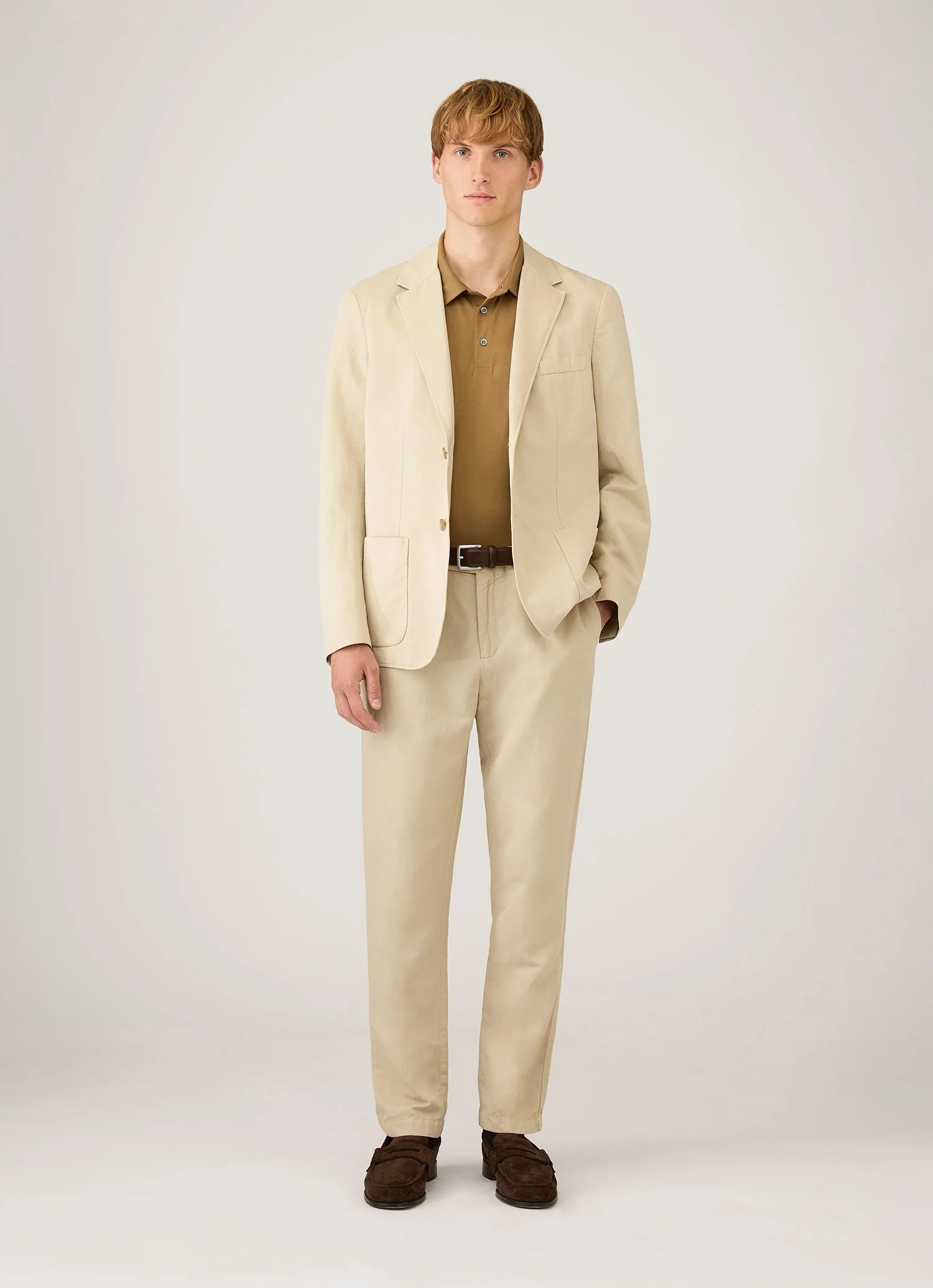 Men's Classic Jersey Polo Shirt in Walnut - Image 3