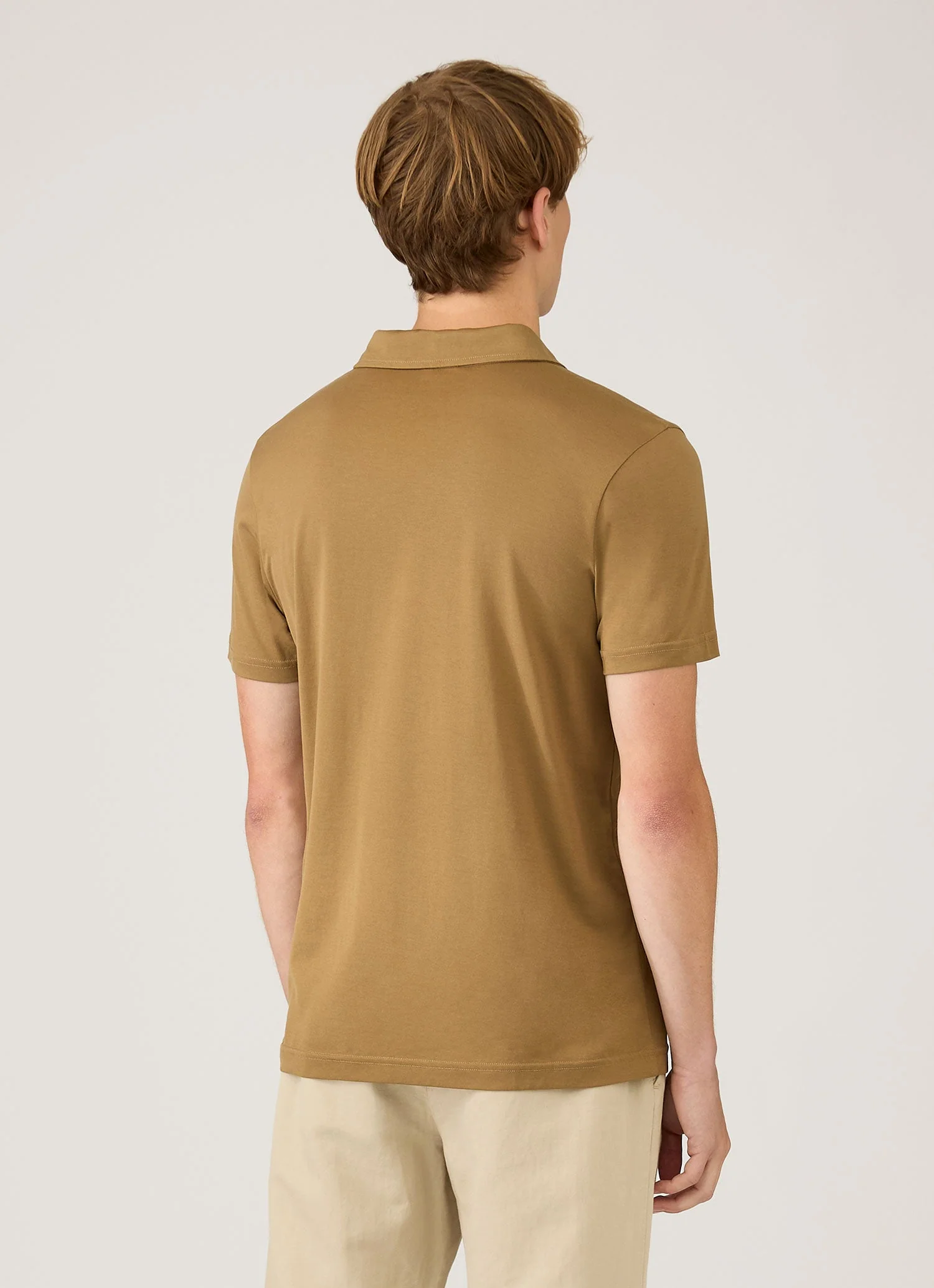 Men's Classic Jersey Polo Shirt in Walnut - Image 5