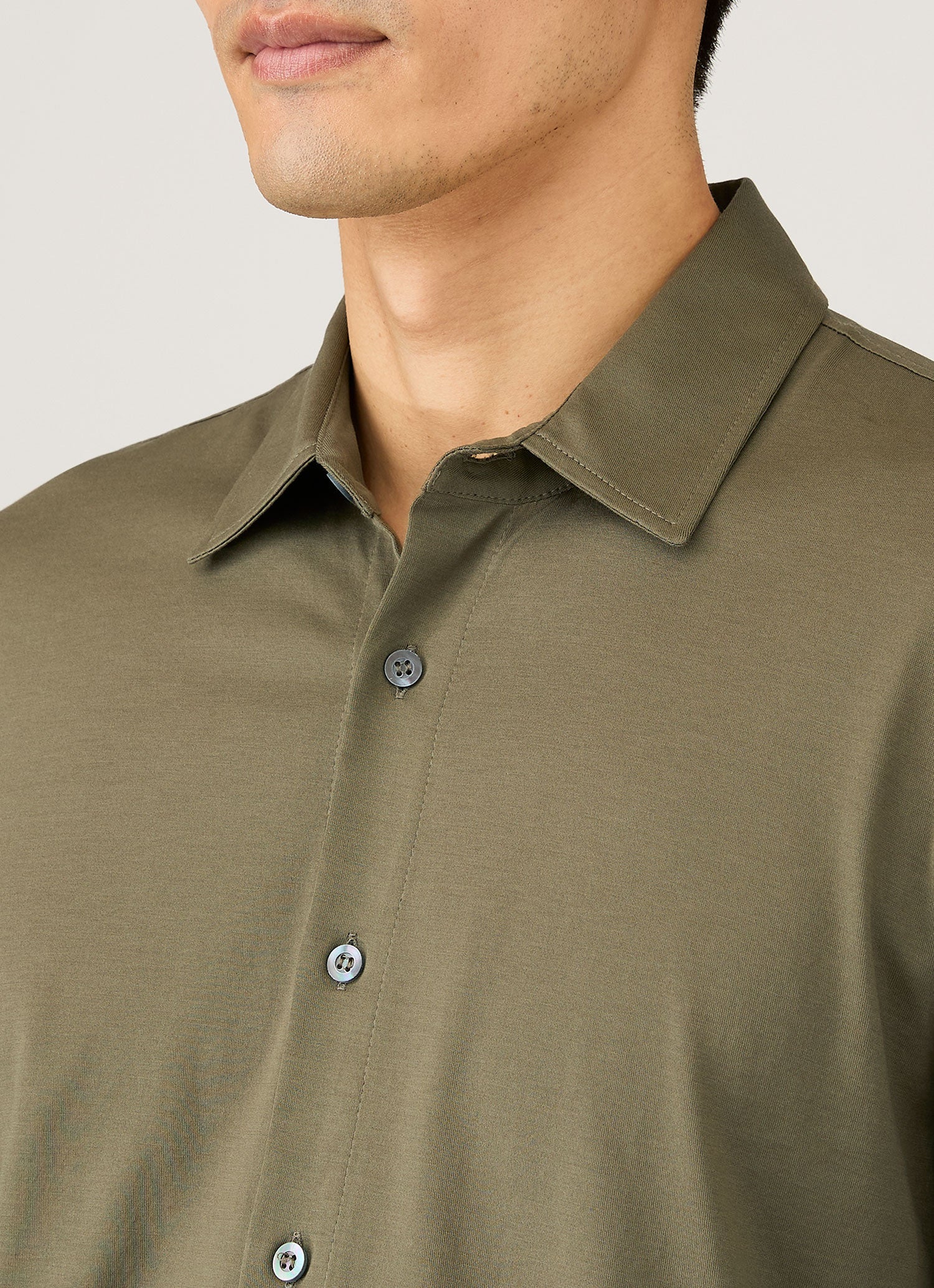 Men's Classic Jersey Shirt in Khaki - Image 6