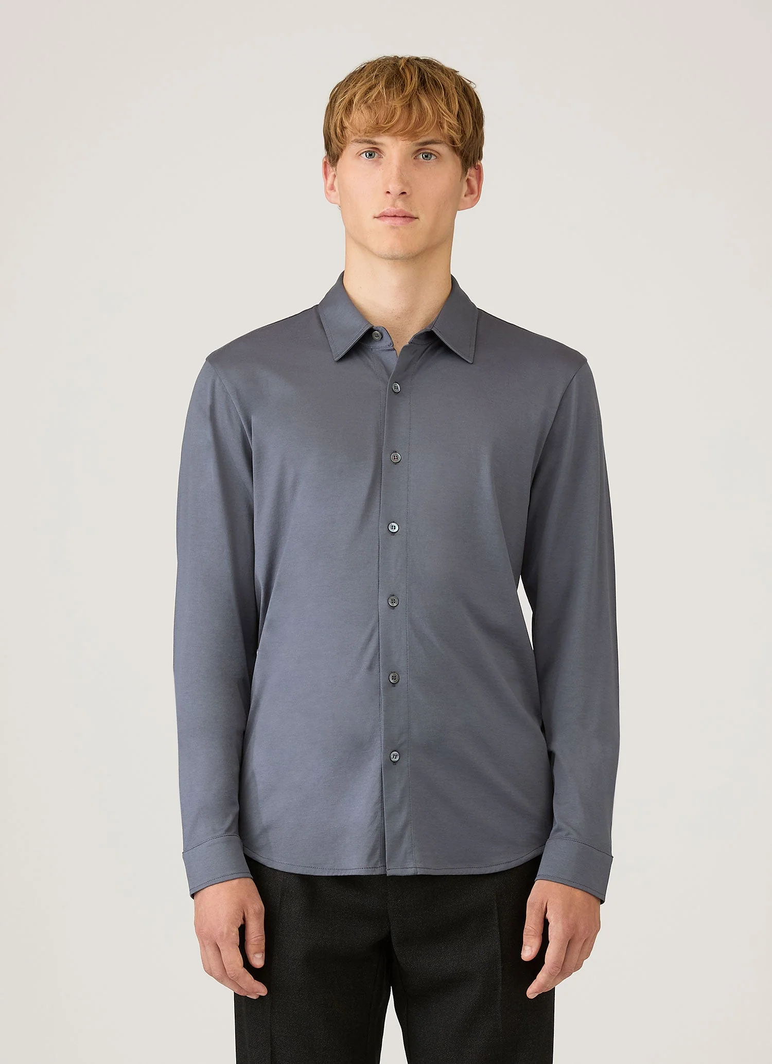 Men's Classic Jersey Shirt in Slate Blue - Image 2