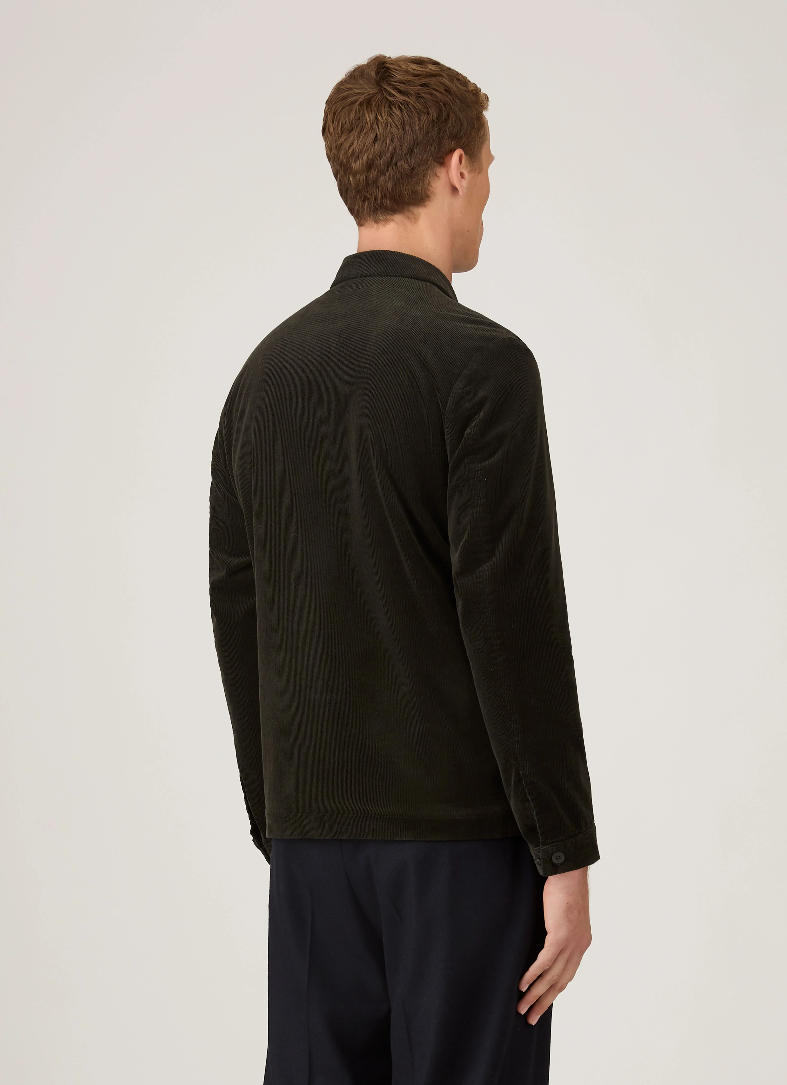 Men's Corduroy Harrington Jacket in Dark Green - Image 5