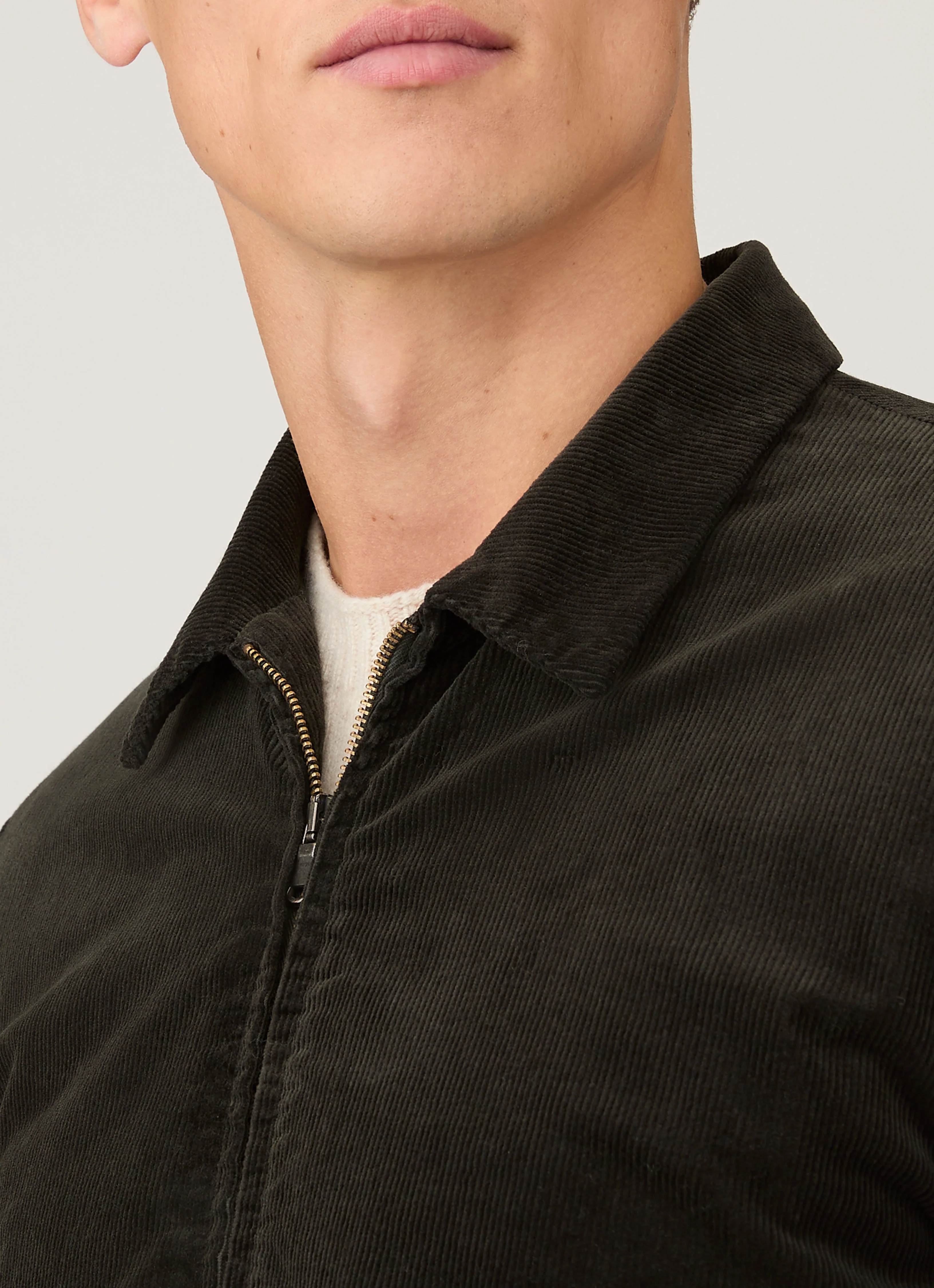 Men's Corduroy Harrington Jacket in Dark Green - Image 6
