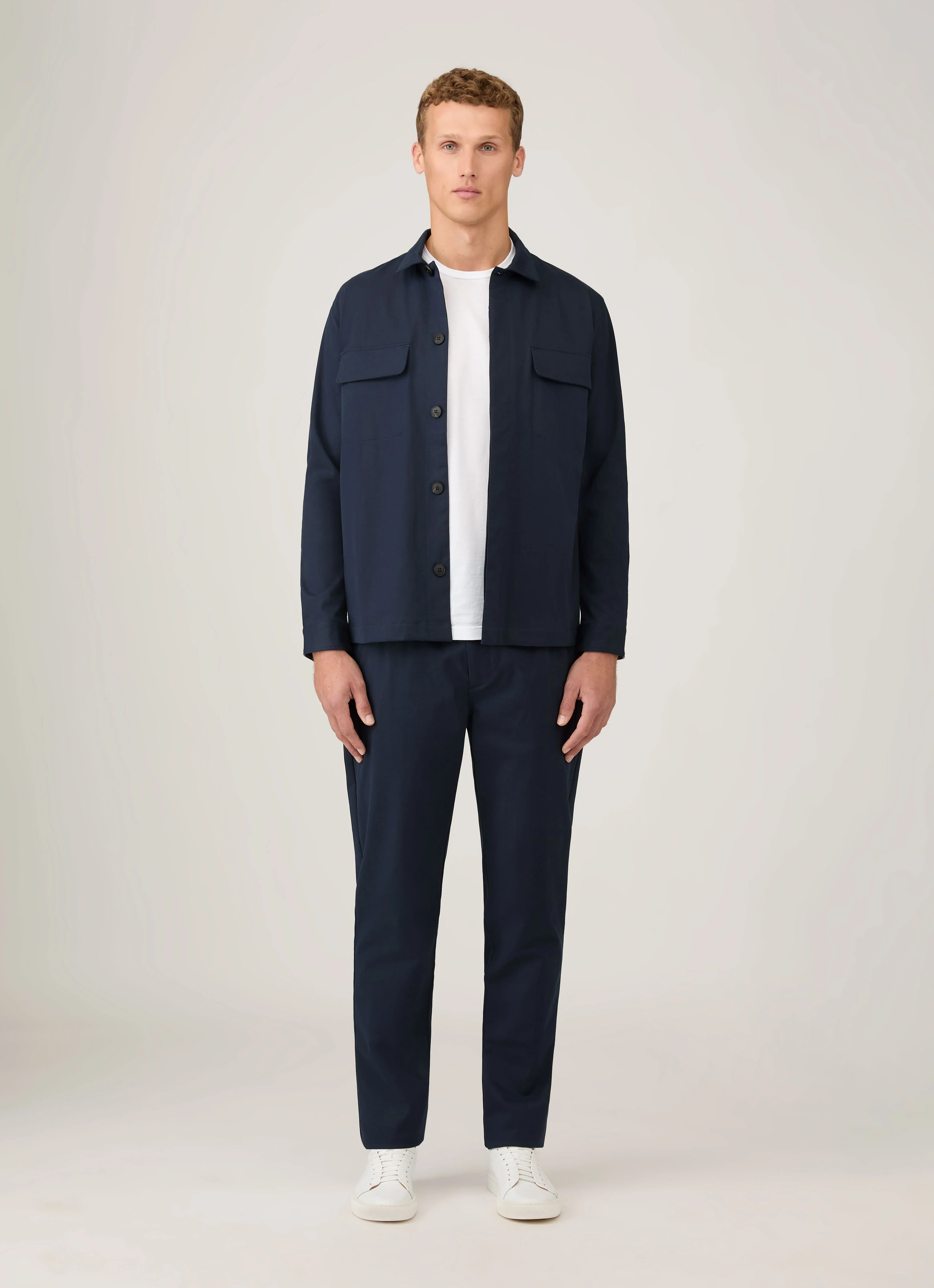 Men's Cotton Cashmere Drawstring Trouser in Navy - Image 3
