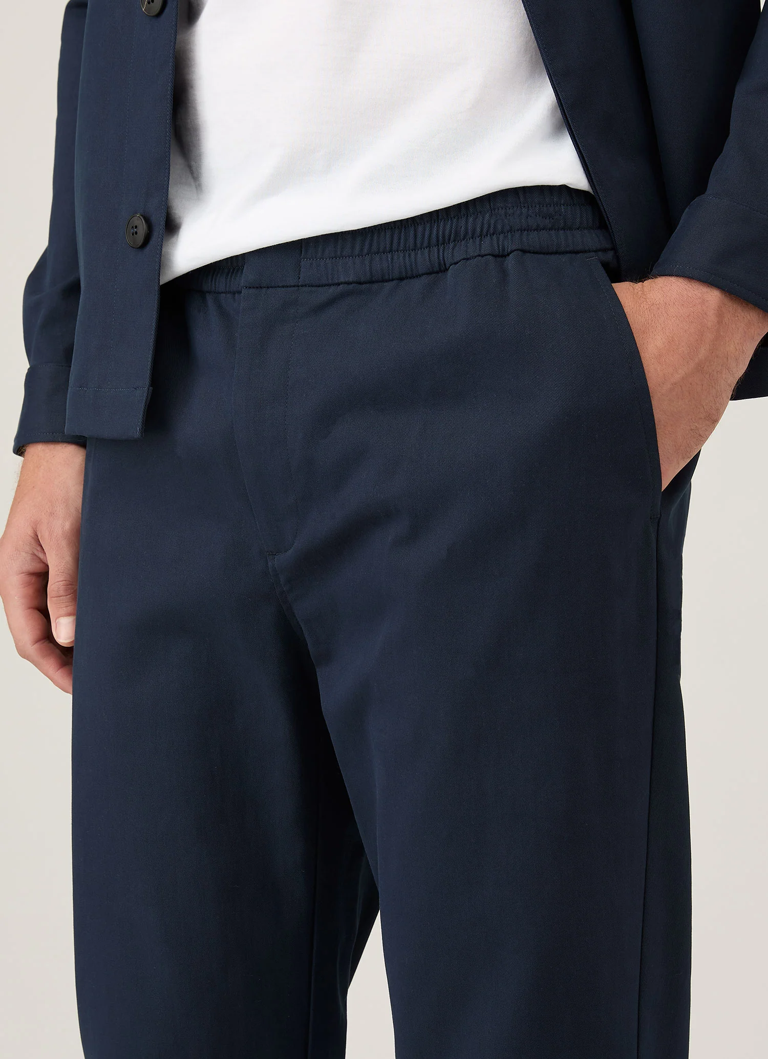 Men's Cotton Cashmere Drawstring Trouser in Navy - Image 6