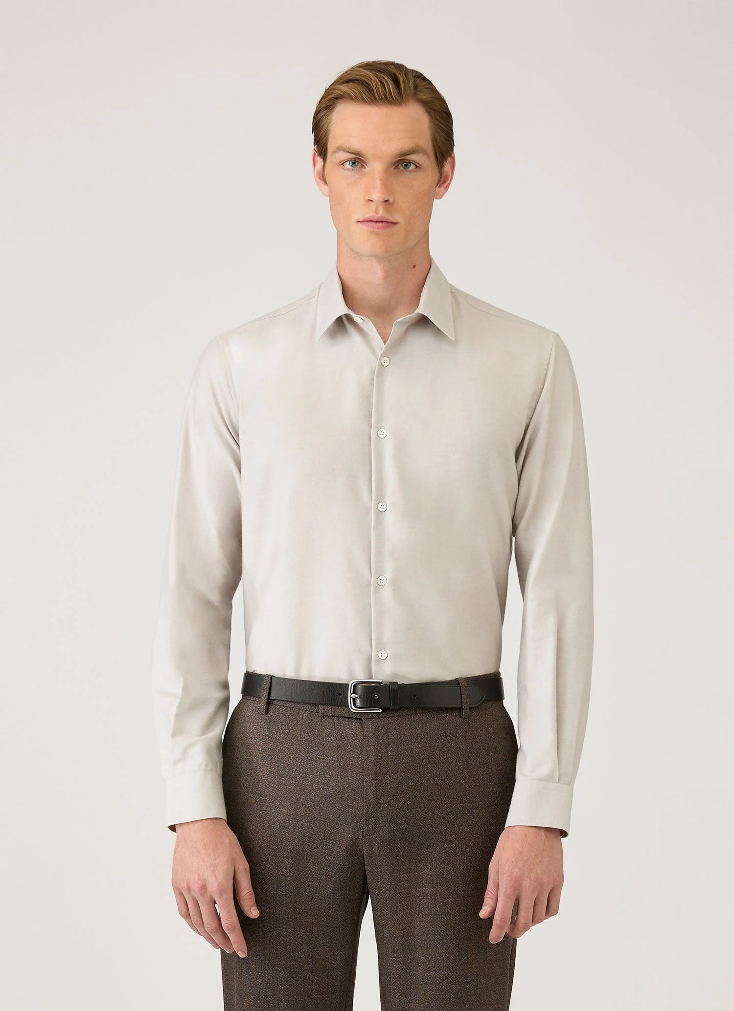 Men's Cotton Cashmere Shirt in Ash - Image 2