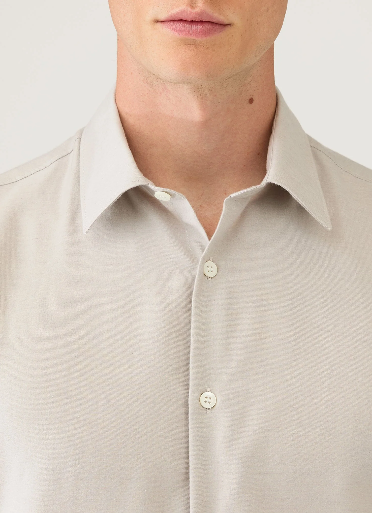 Men's Cotton Cashmere Shirt in Ash - Image 6
