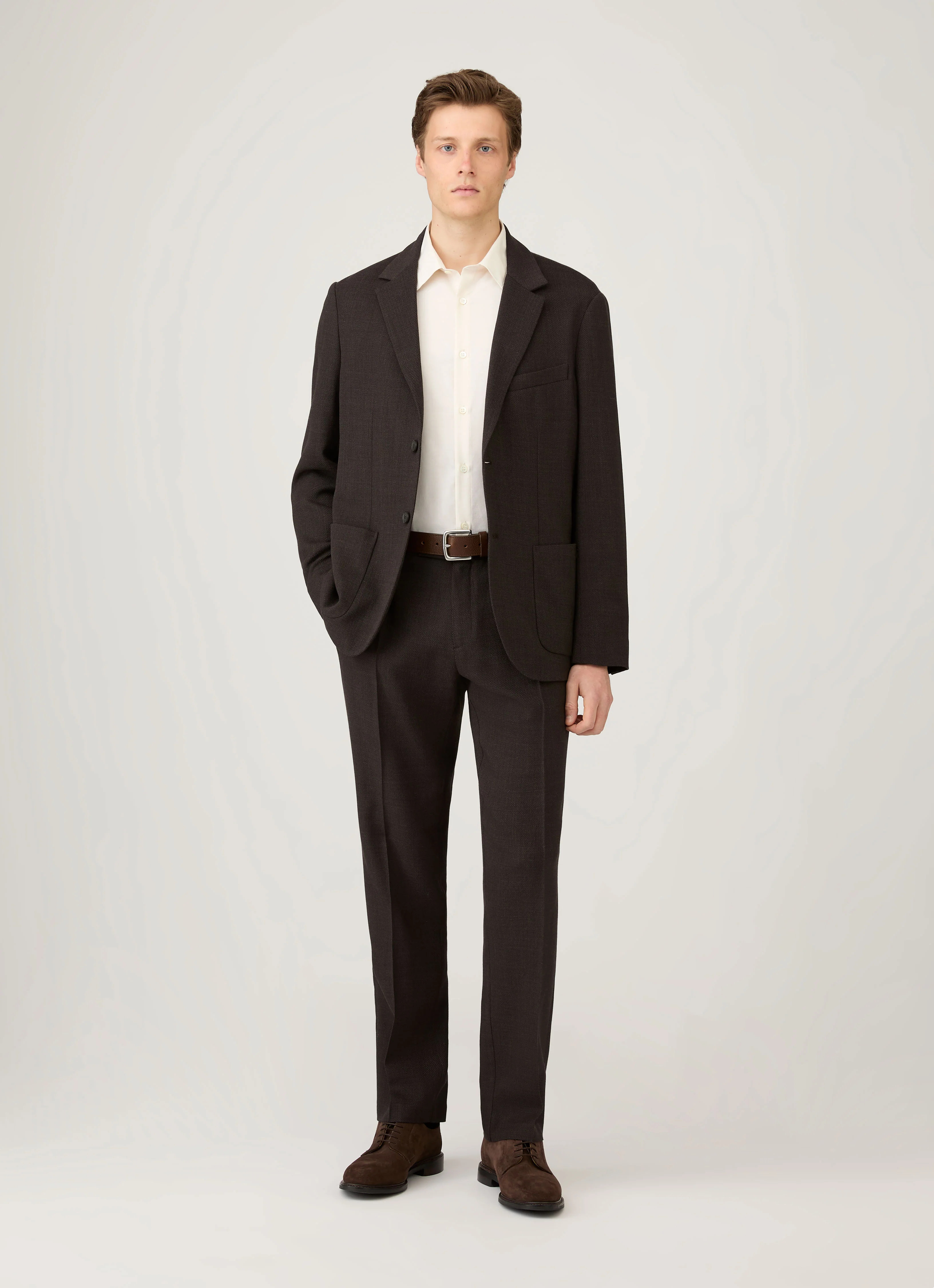 Men's Cotton Cashmere Shirt in Warm White - Image 3