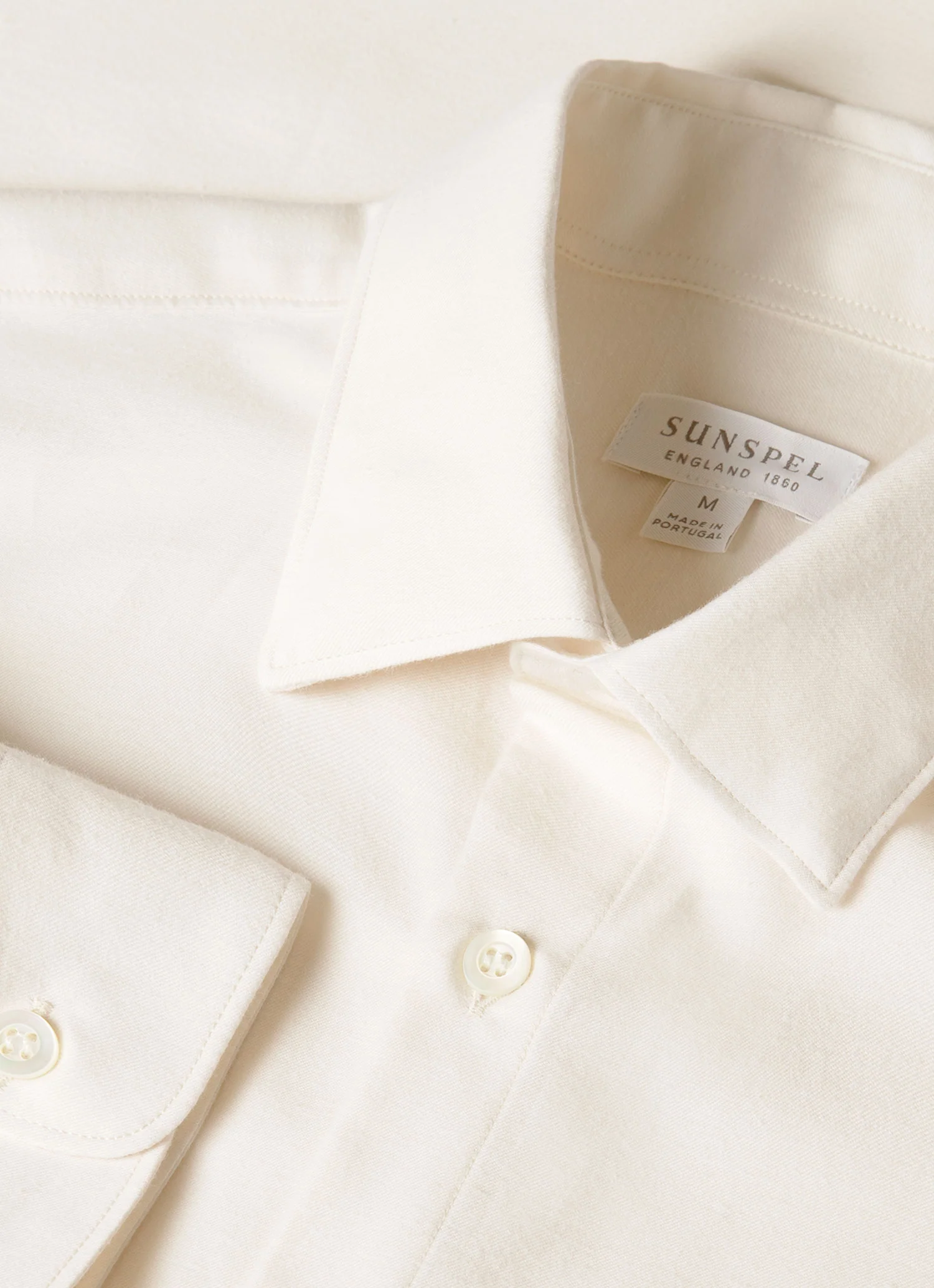 Men's Cotton Cashmere Shirt in Warm White - Image 4