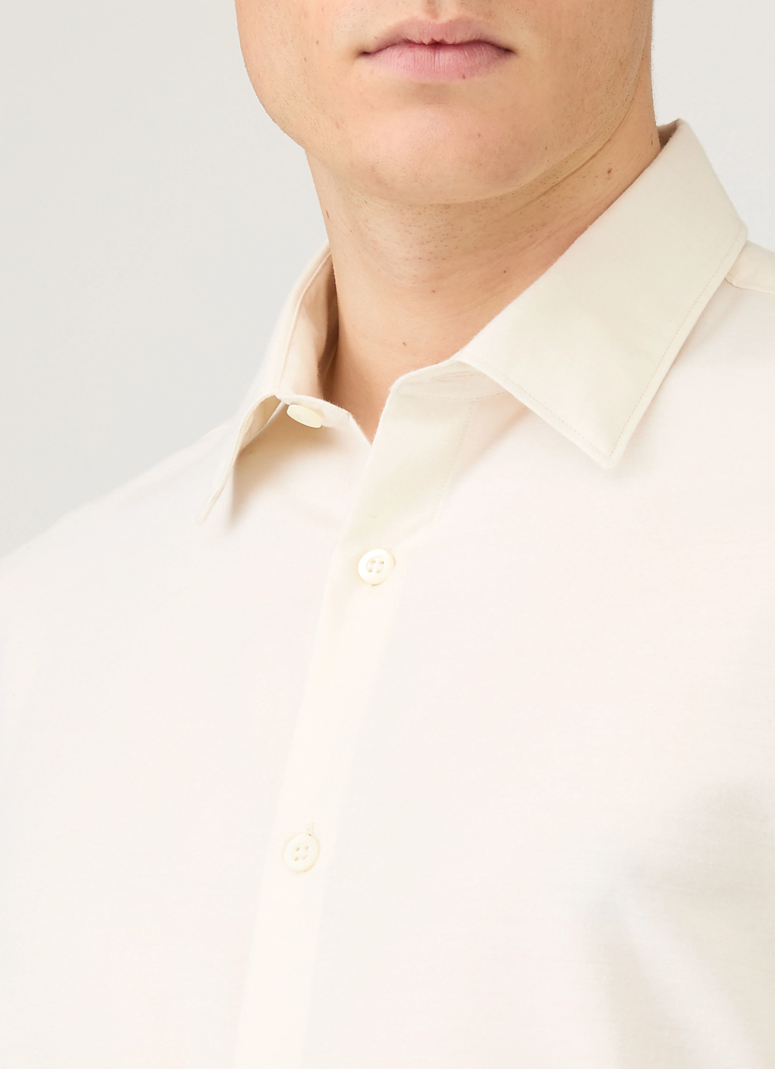 Men's Cotton Cashmere Shirt in Warm White - Image 6