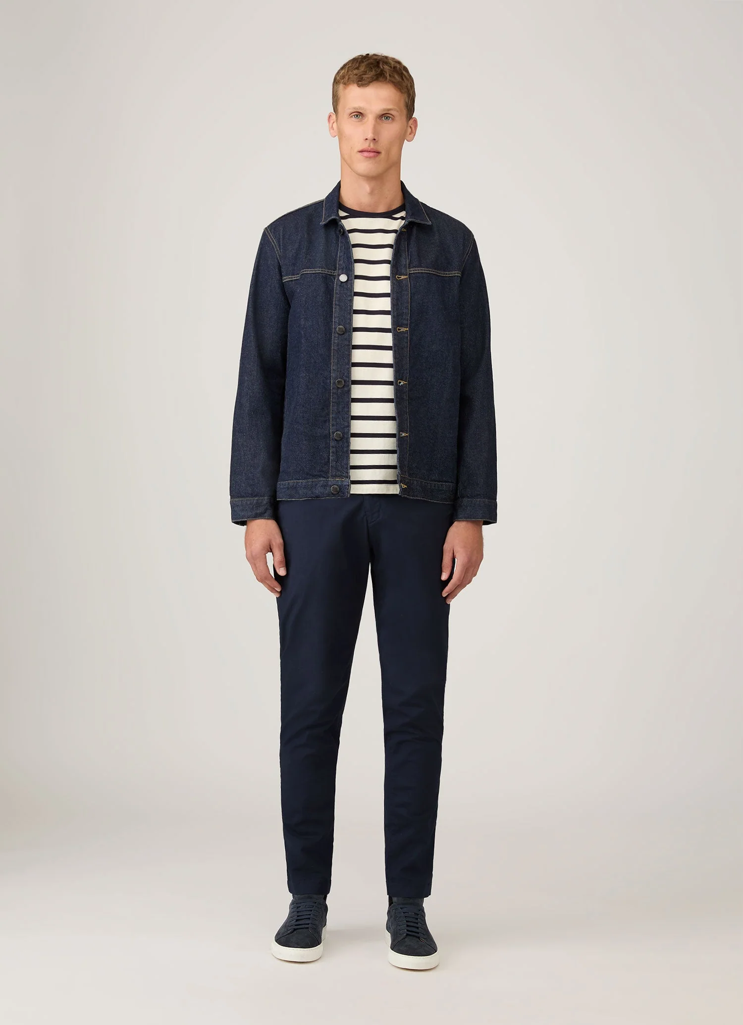Men's Classic T-shirt in Ecru/Navy Breton Stripe - Image 3