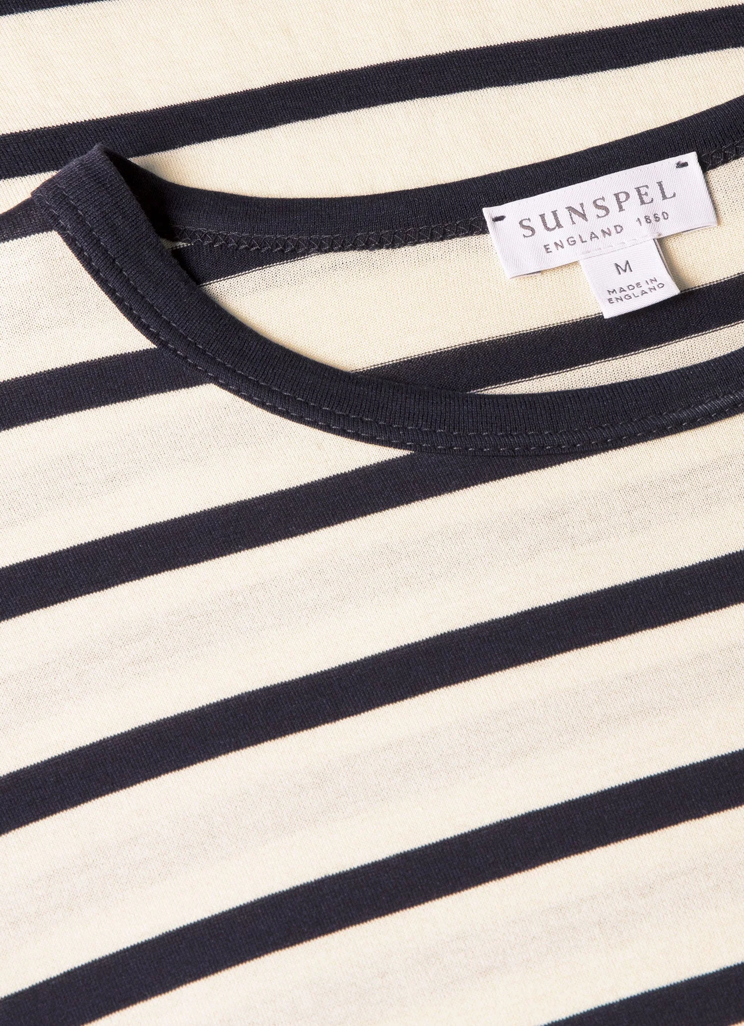 Men's Classic T-shirt in Ecru/Navy Breton Stripe - Image 4