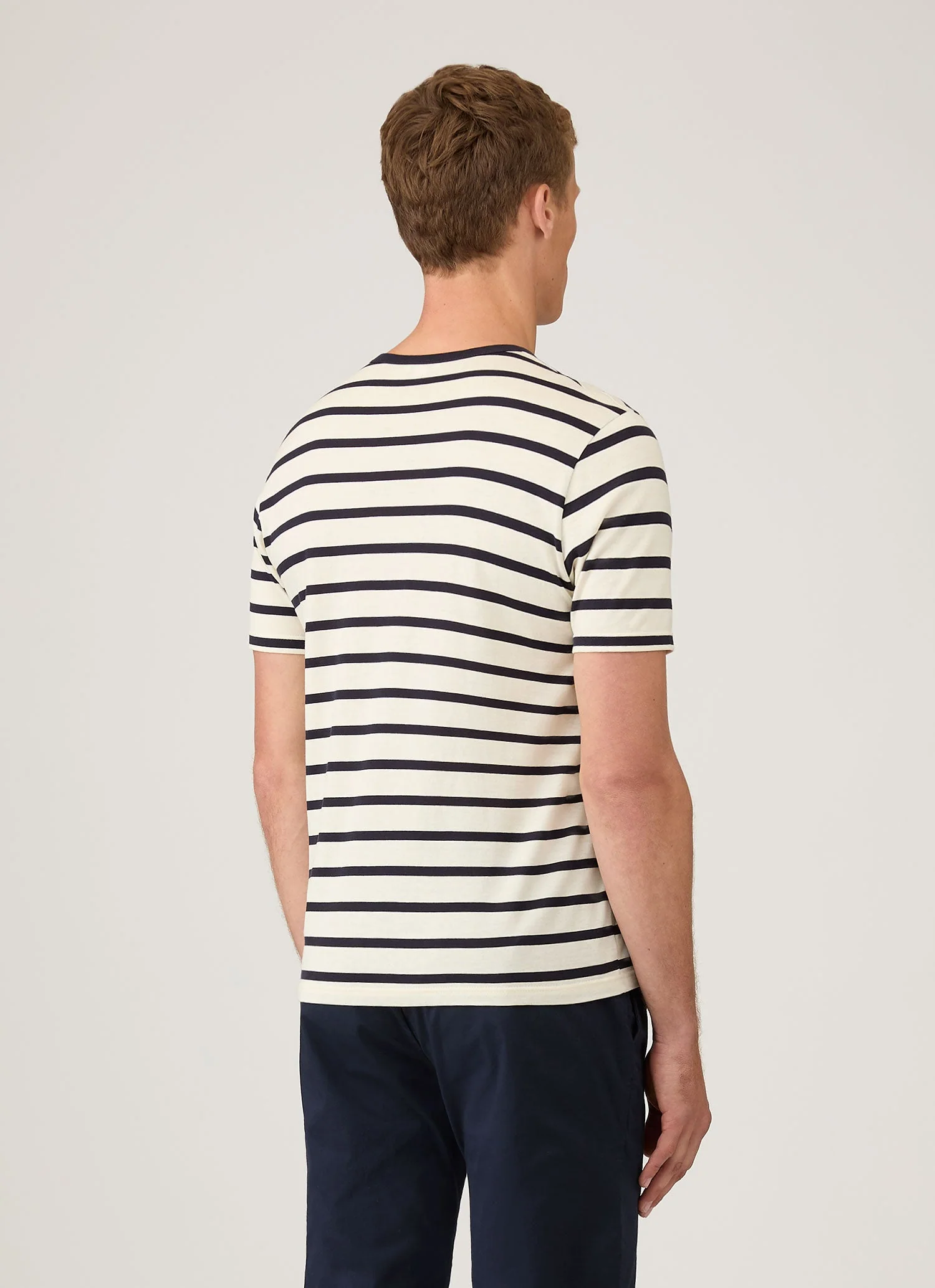 Men's Classic T-shirt in Ecru/Navy Breton Stripe - Image 5
