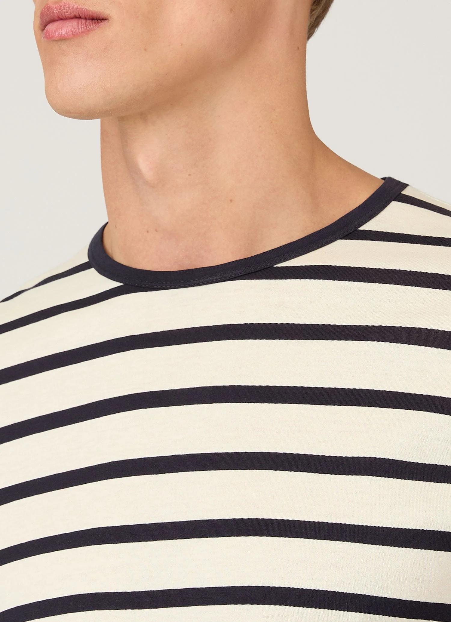 Men's Classic T-shirt in Ecru/Navy Breton Stripe - Image 6