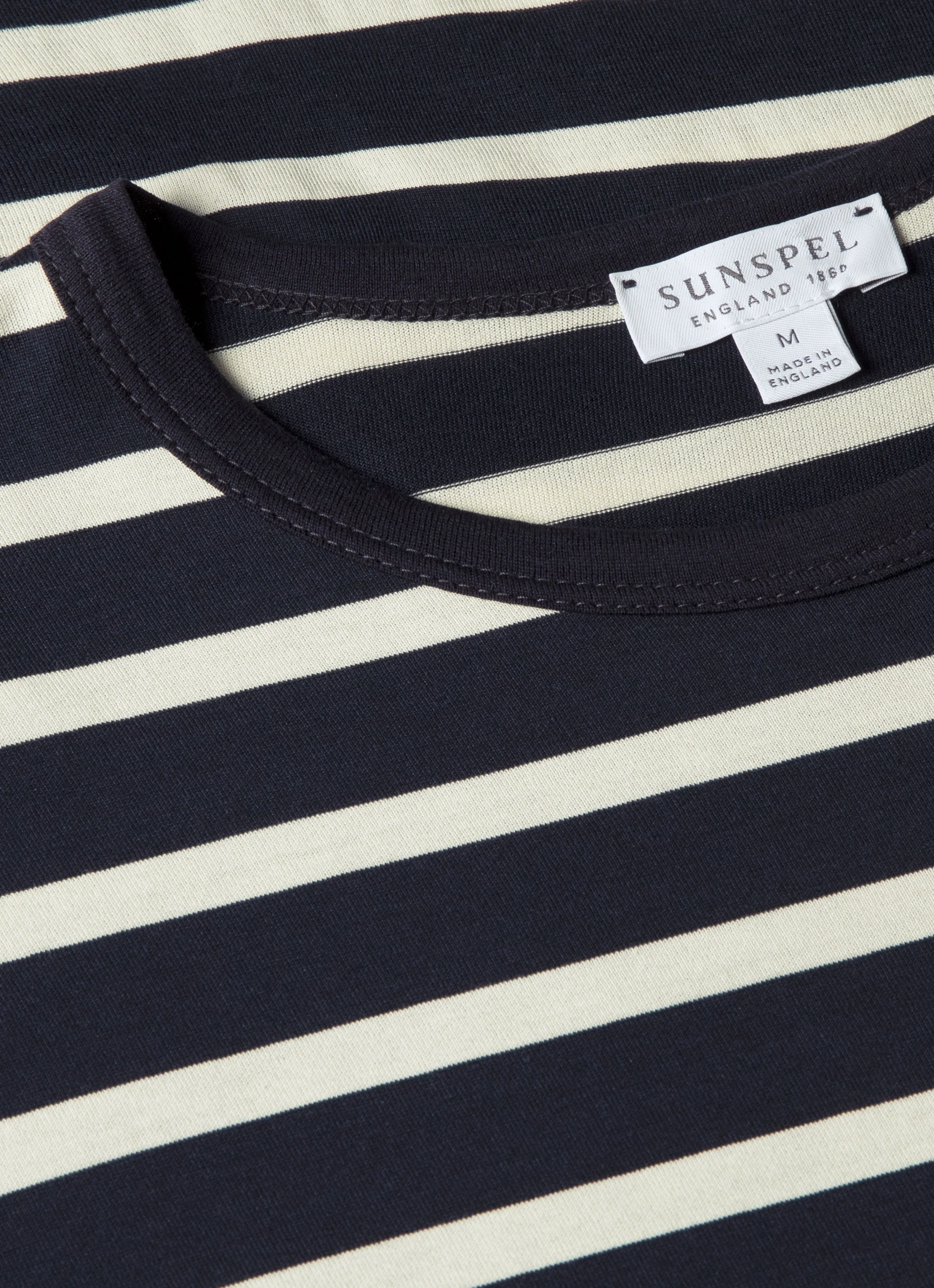 Men's Classic T-shirt in Navy/Ecru Breton Stripe - Image 4