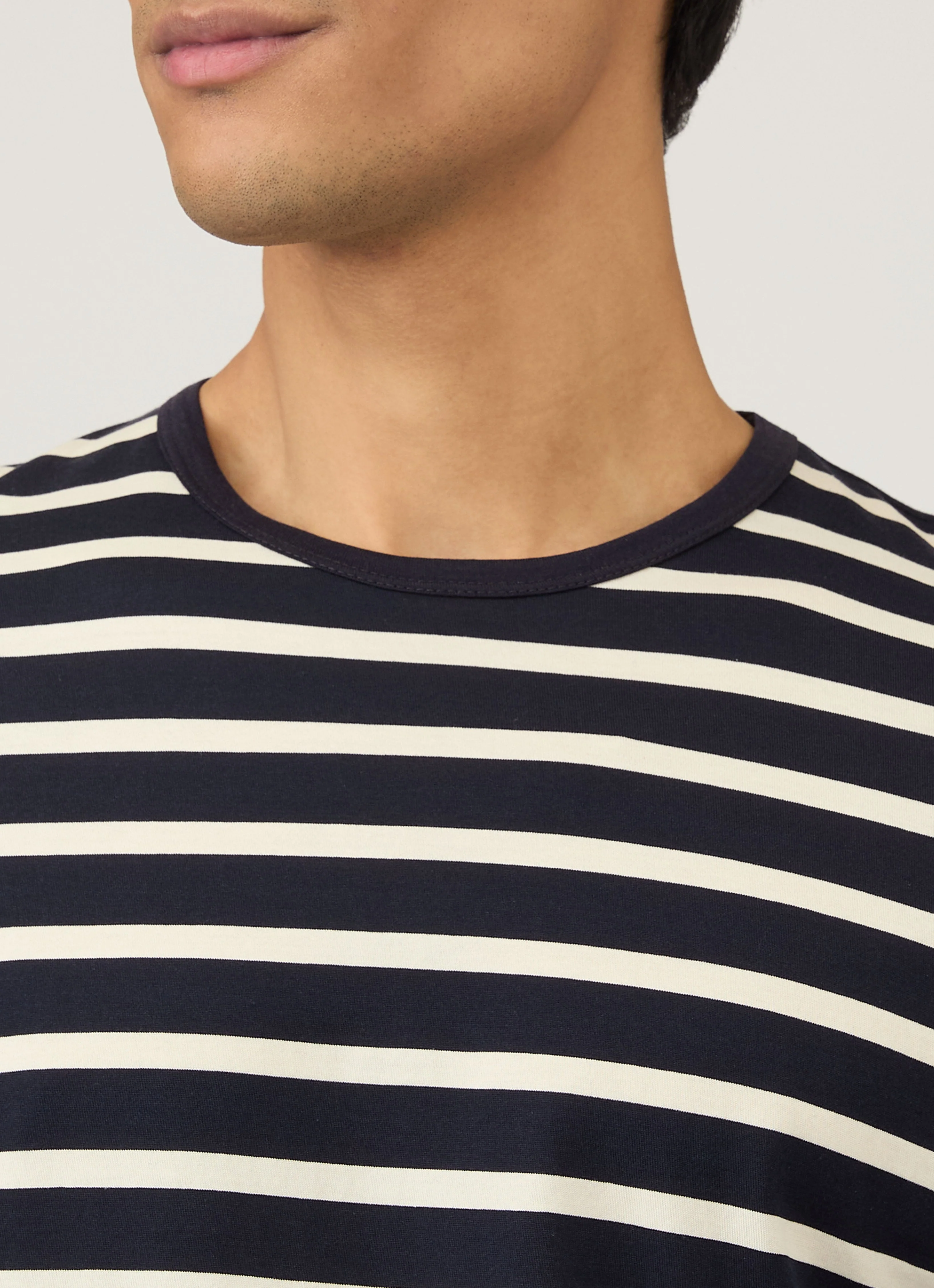 Men's Classic T-shirt in Navy/Ecru Breton Stripe - Image 6