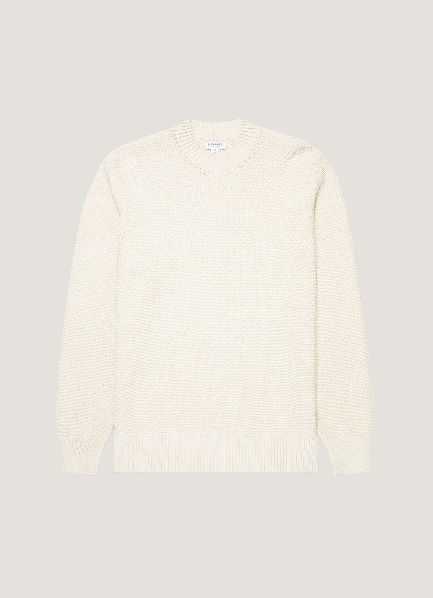Men's Cotton Crew Neck Jumper in Ecru