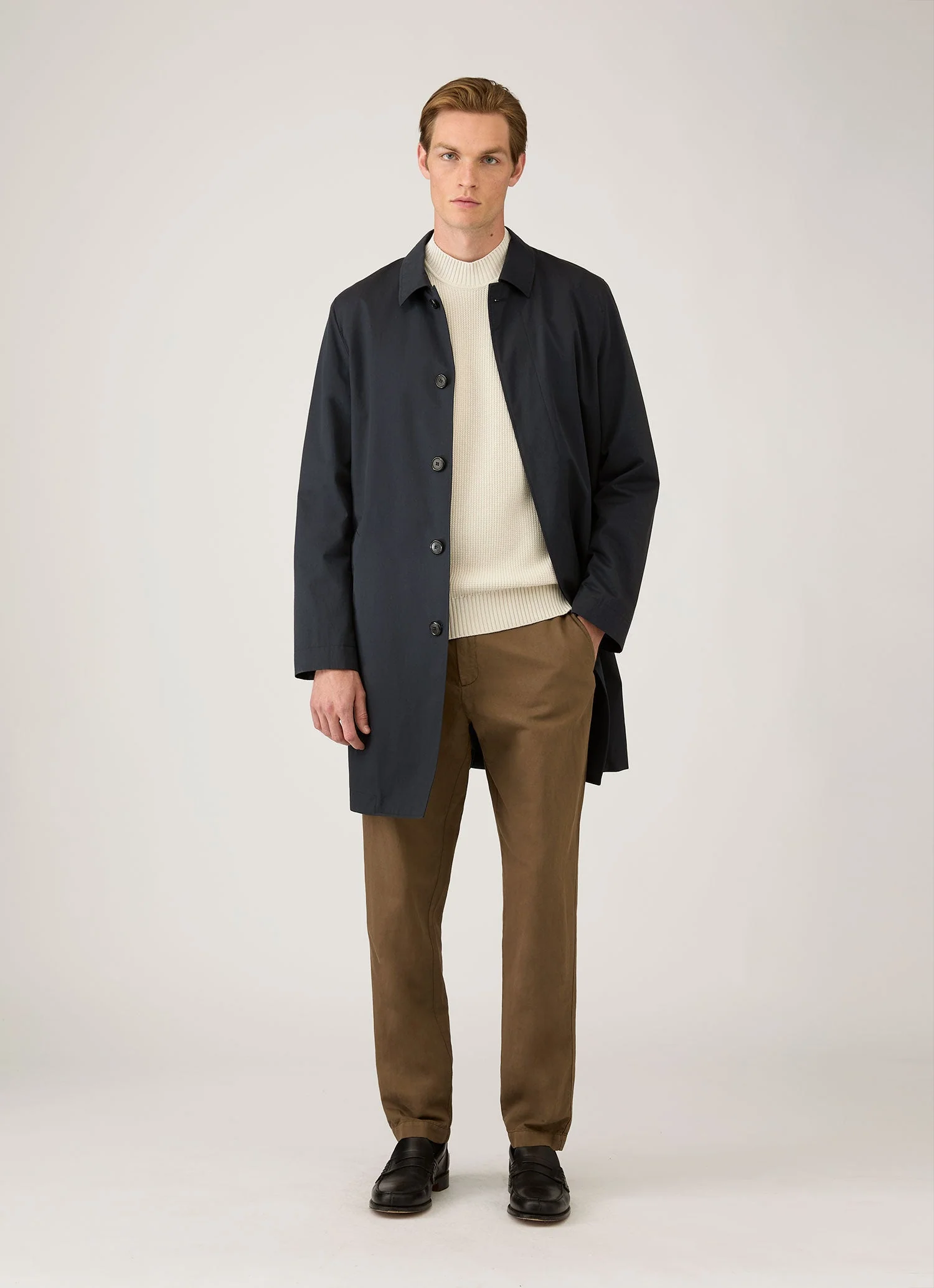 Men's Cotton Crew Neck Jumper in Ecru - Image 3