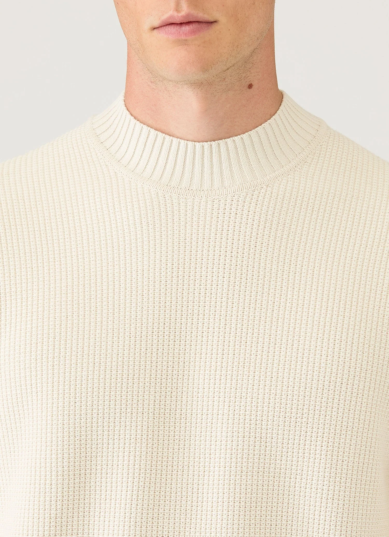 Men's Cotton Crew Neck Jumper in Ecru - Image 6