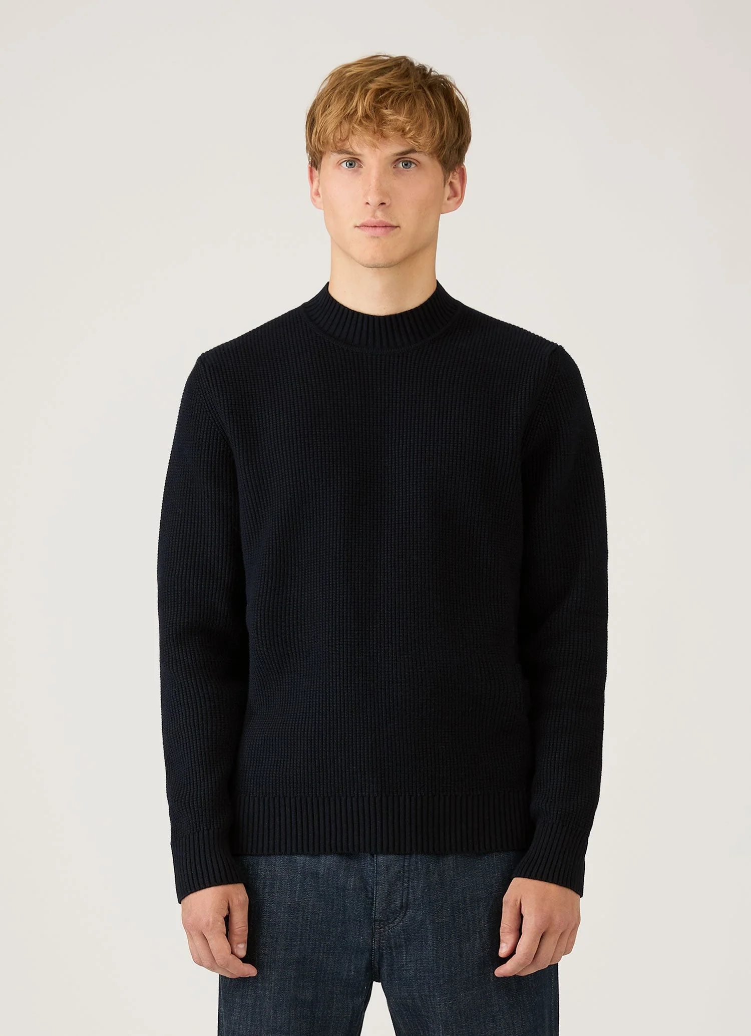 Men's Cotton Crew Neck Jumper in Navy - Image 2
