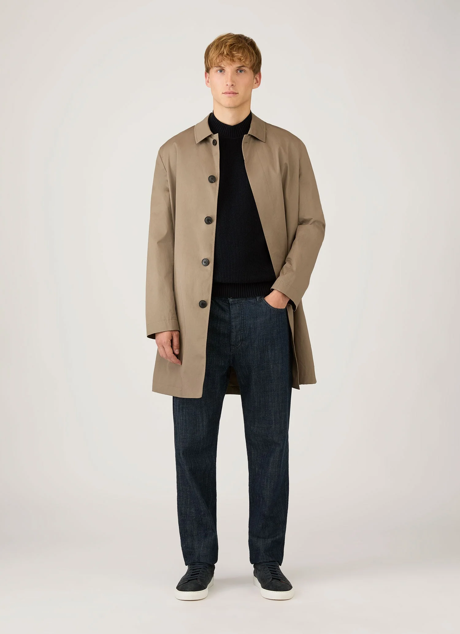 Men's Cotton Crew Neck Jumper in Navy - Image 3