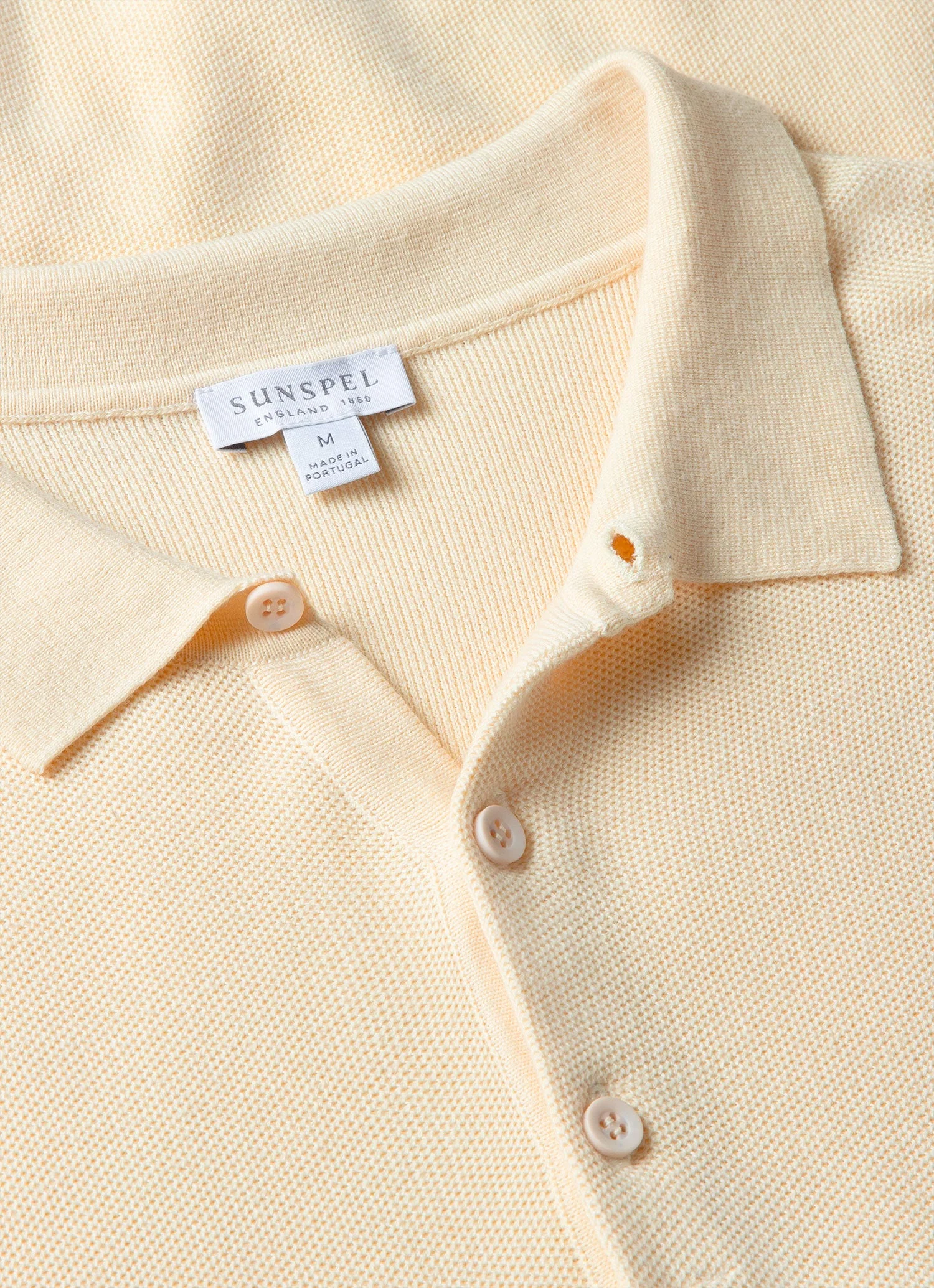 Men's Cotton Knit Polo Shirt in Ecru - Image 4