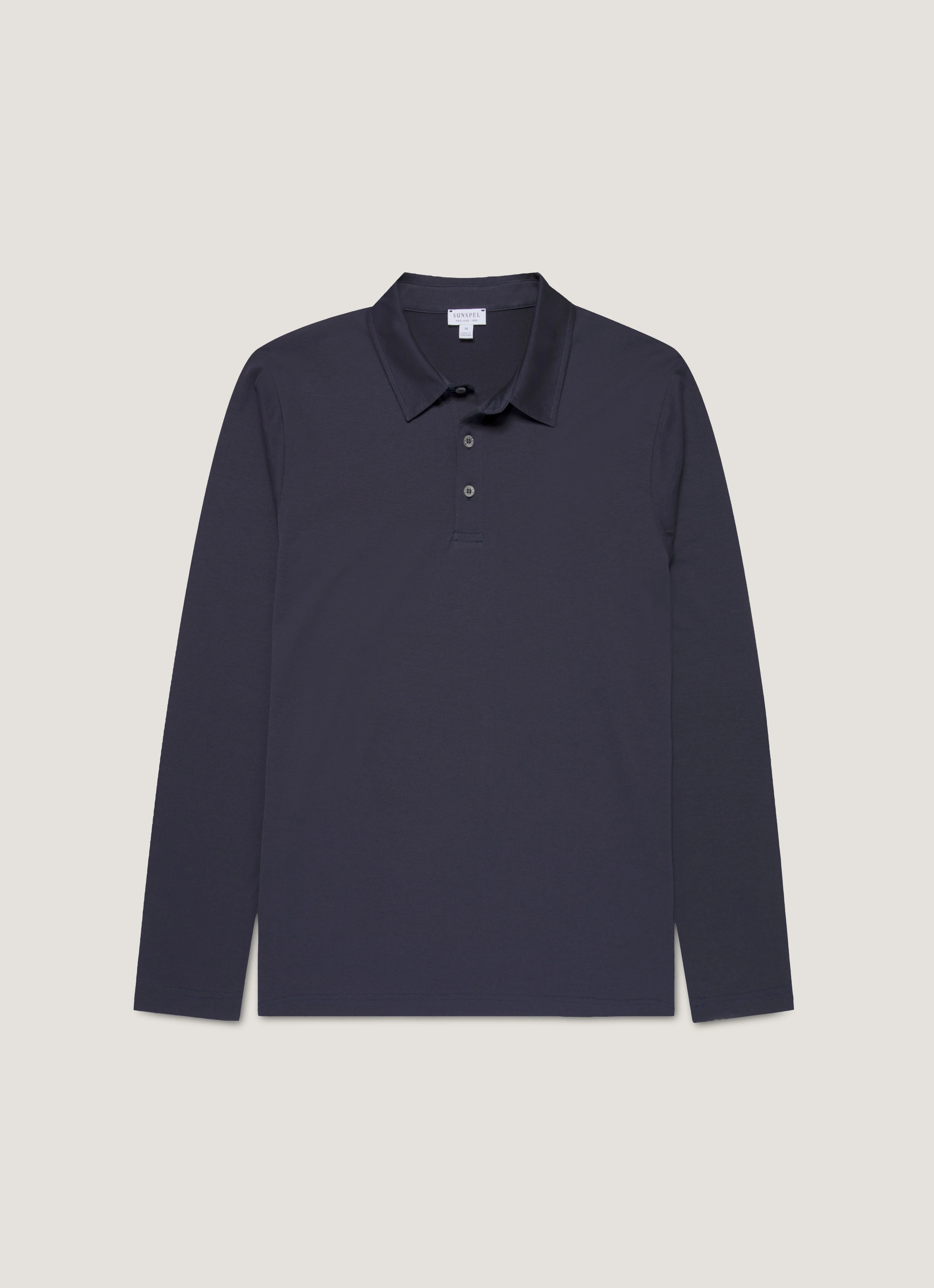 Men's Long Sleeve Classic Jersey Polo Shirt in Navy