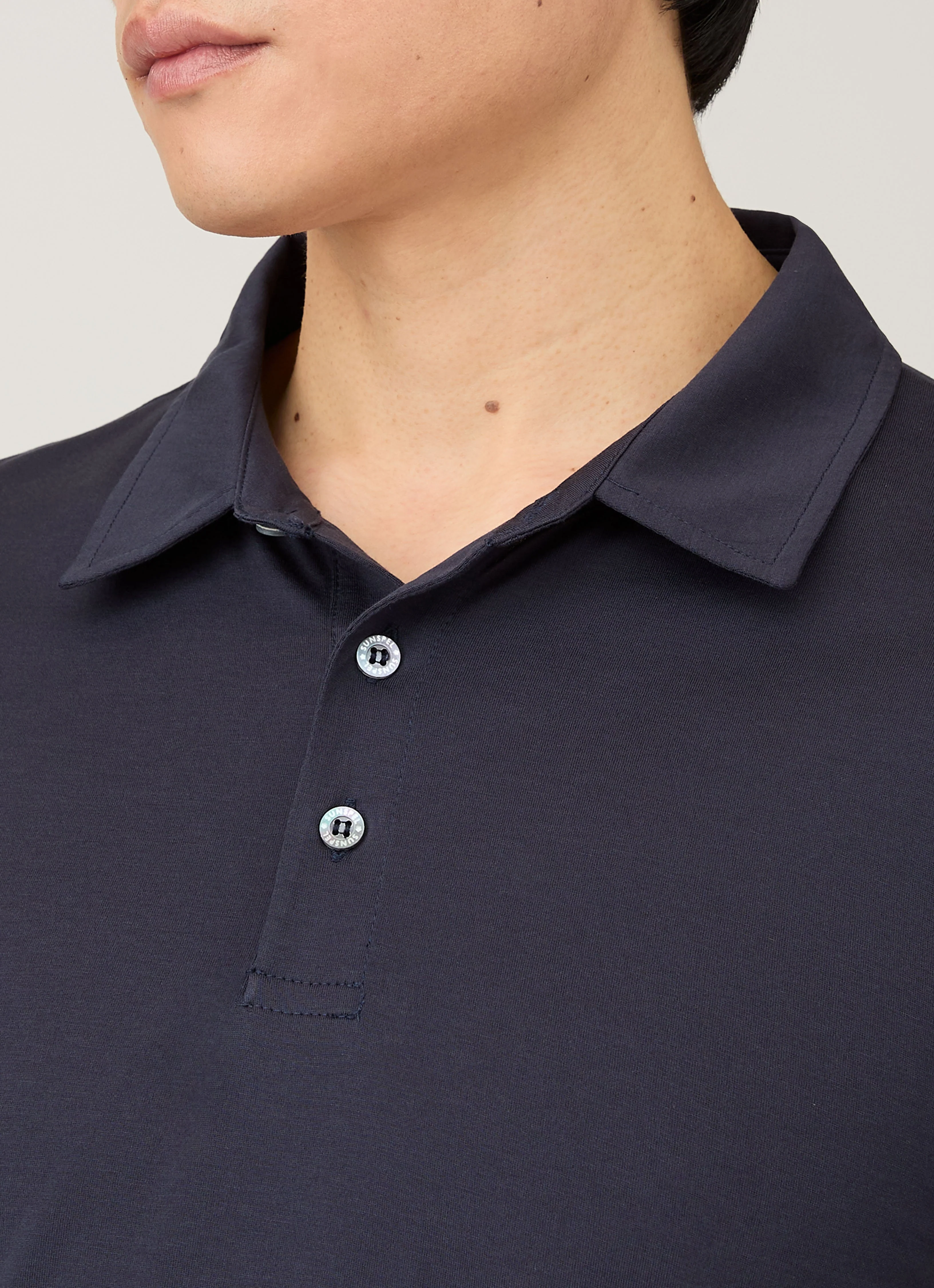 Men's Long Sleeve Classic Jersey Polo Shirt in Navy - Image 6