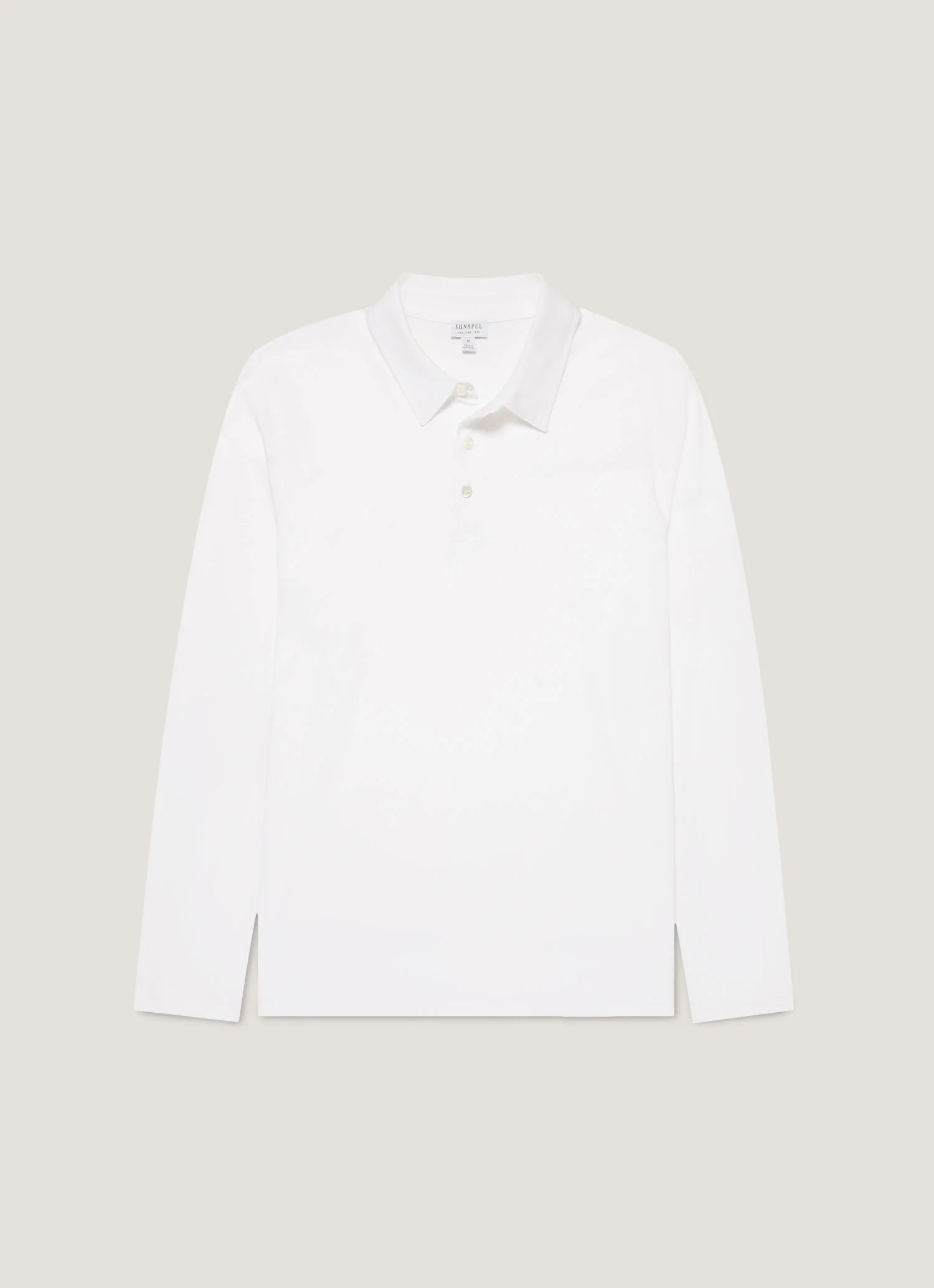 Men's Long Sleeve Classic Jersey Polo Shirt in White