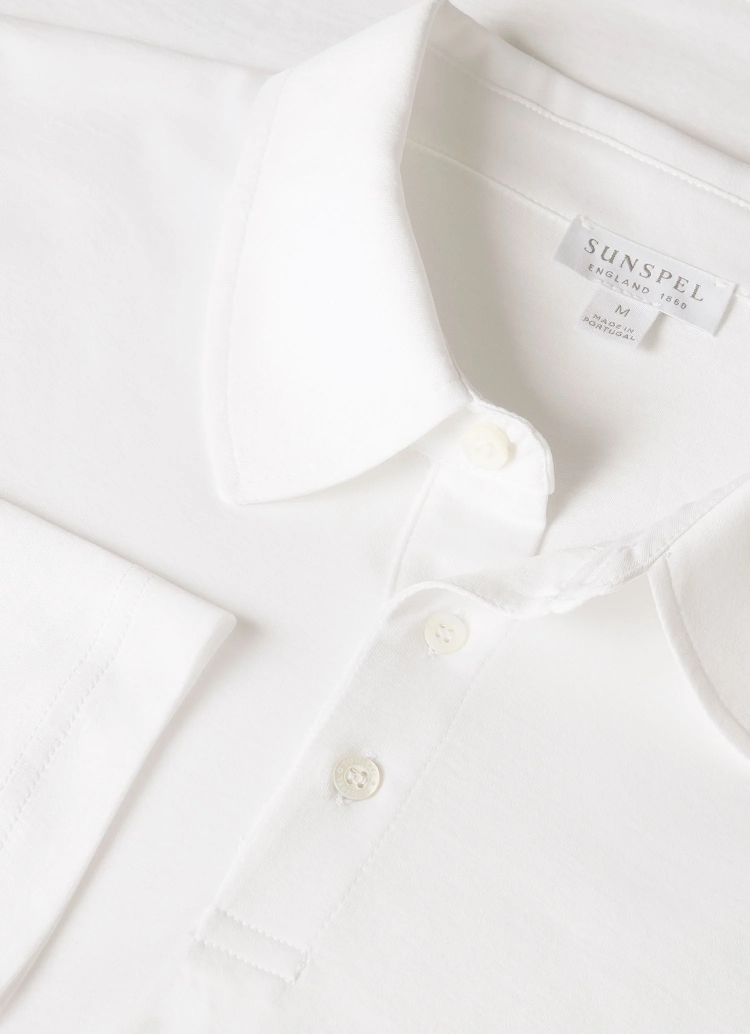Men's Long Sleeve Classic Jersey Polo Shirt in White - Image 4