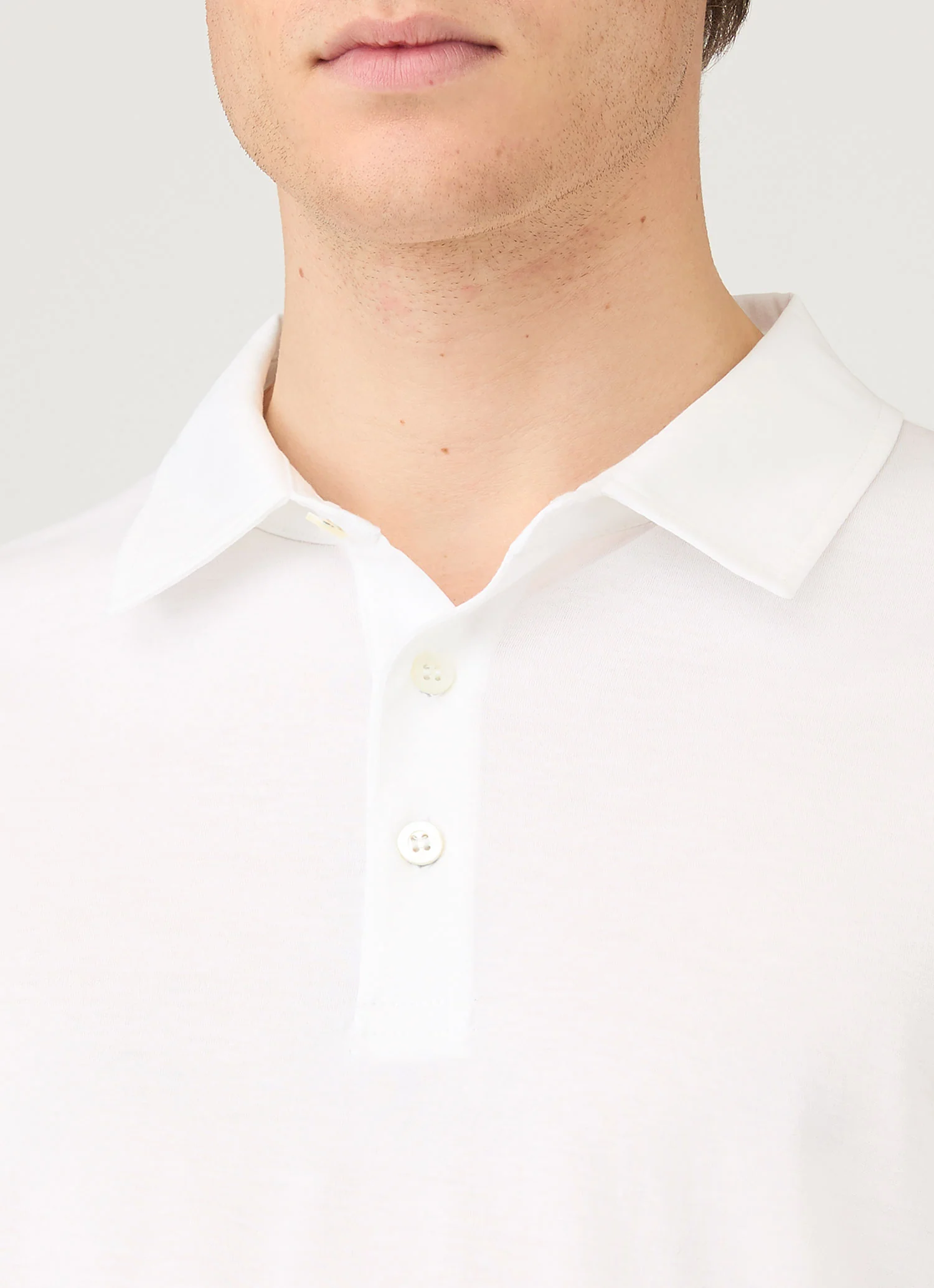 Men's Long Sleeve Classic Jersey Polo Shirt in White - Image 6