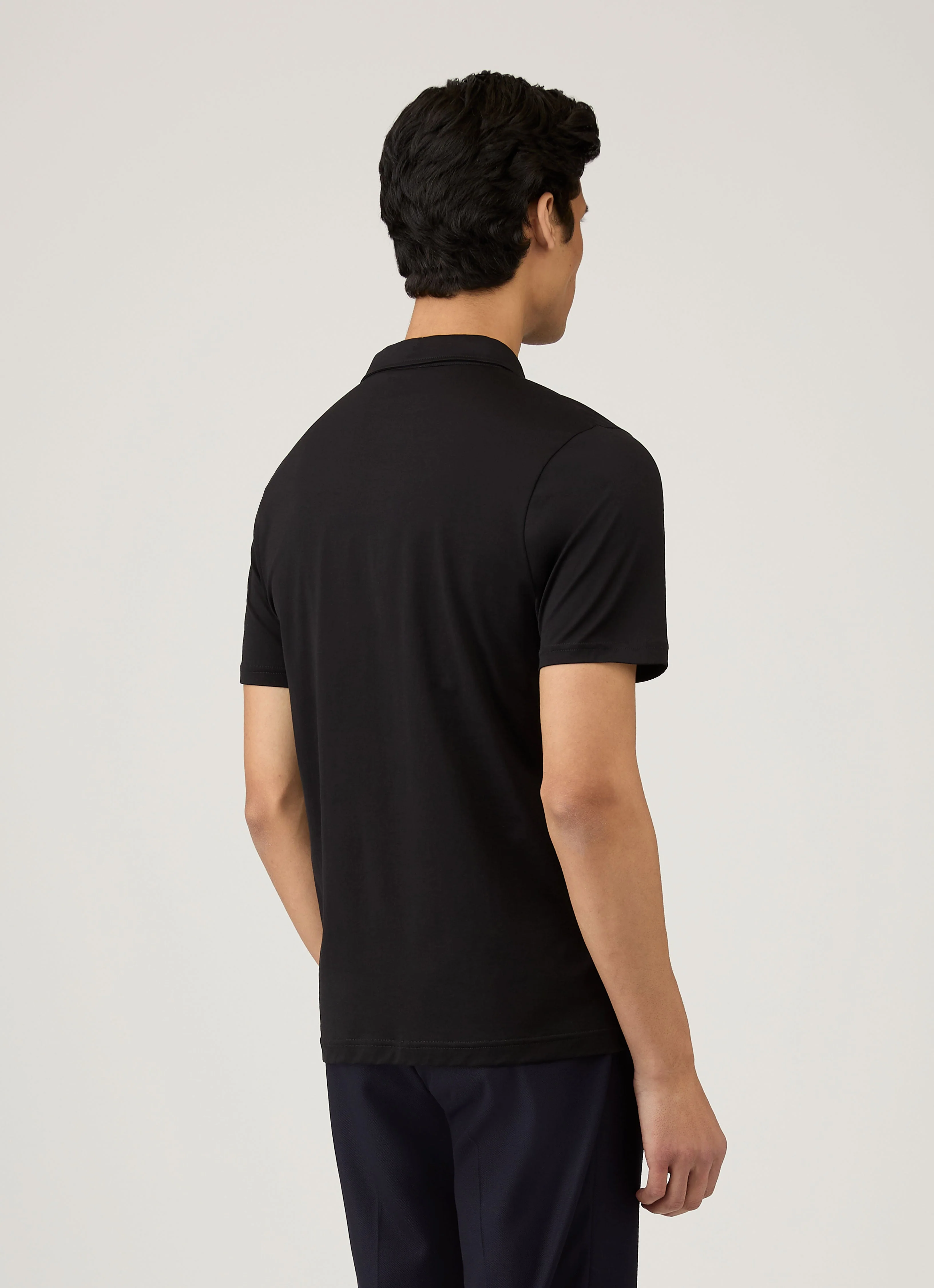 Men's Jersey Classic Polo Shirt in Black - Image 5