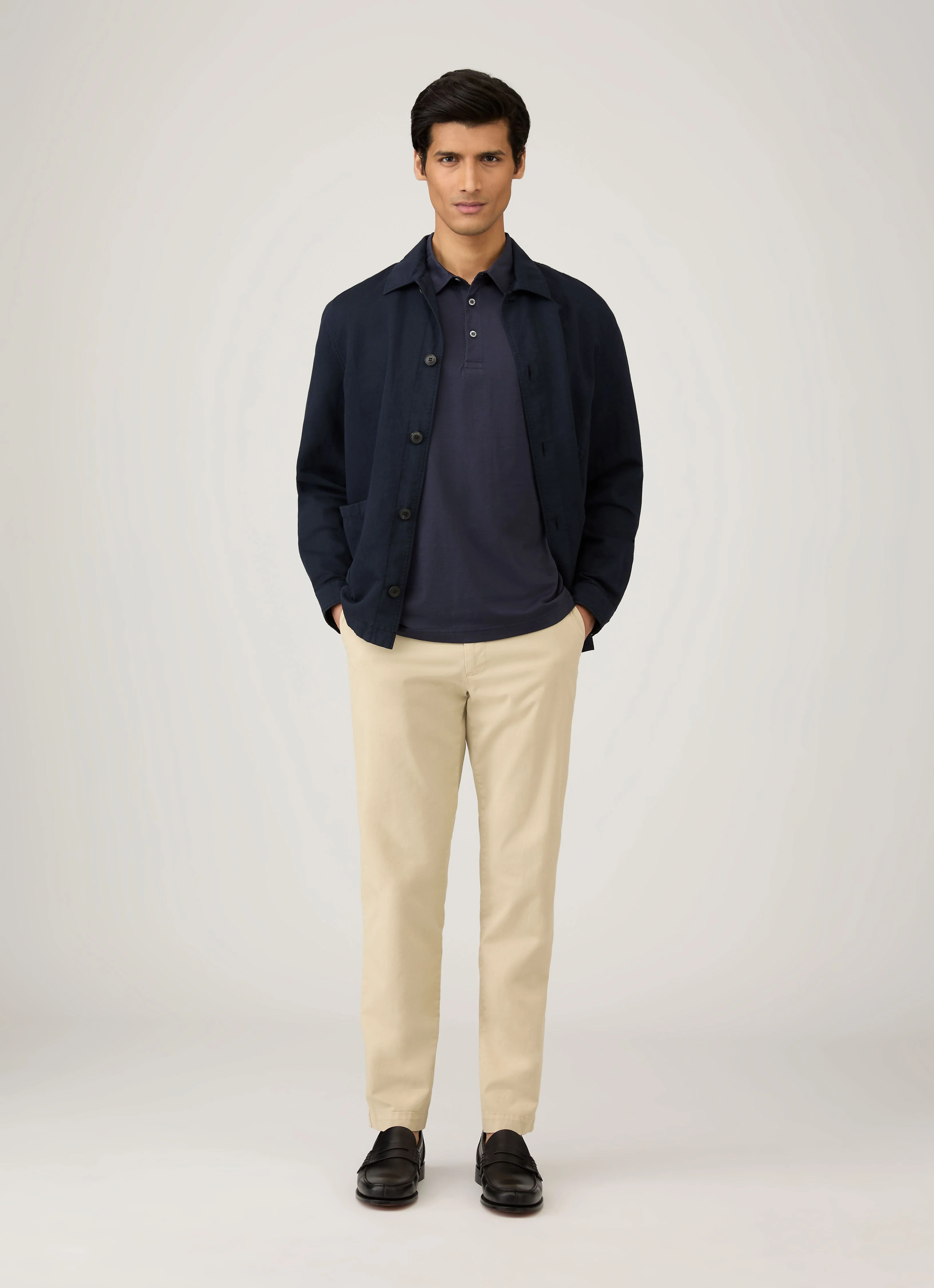 Men's Jersey Classic Polo Shirt in Navy - Image 3