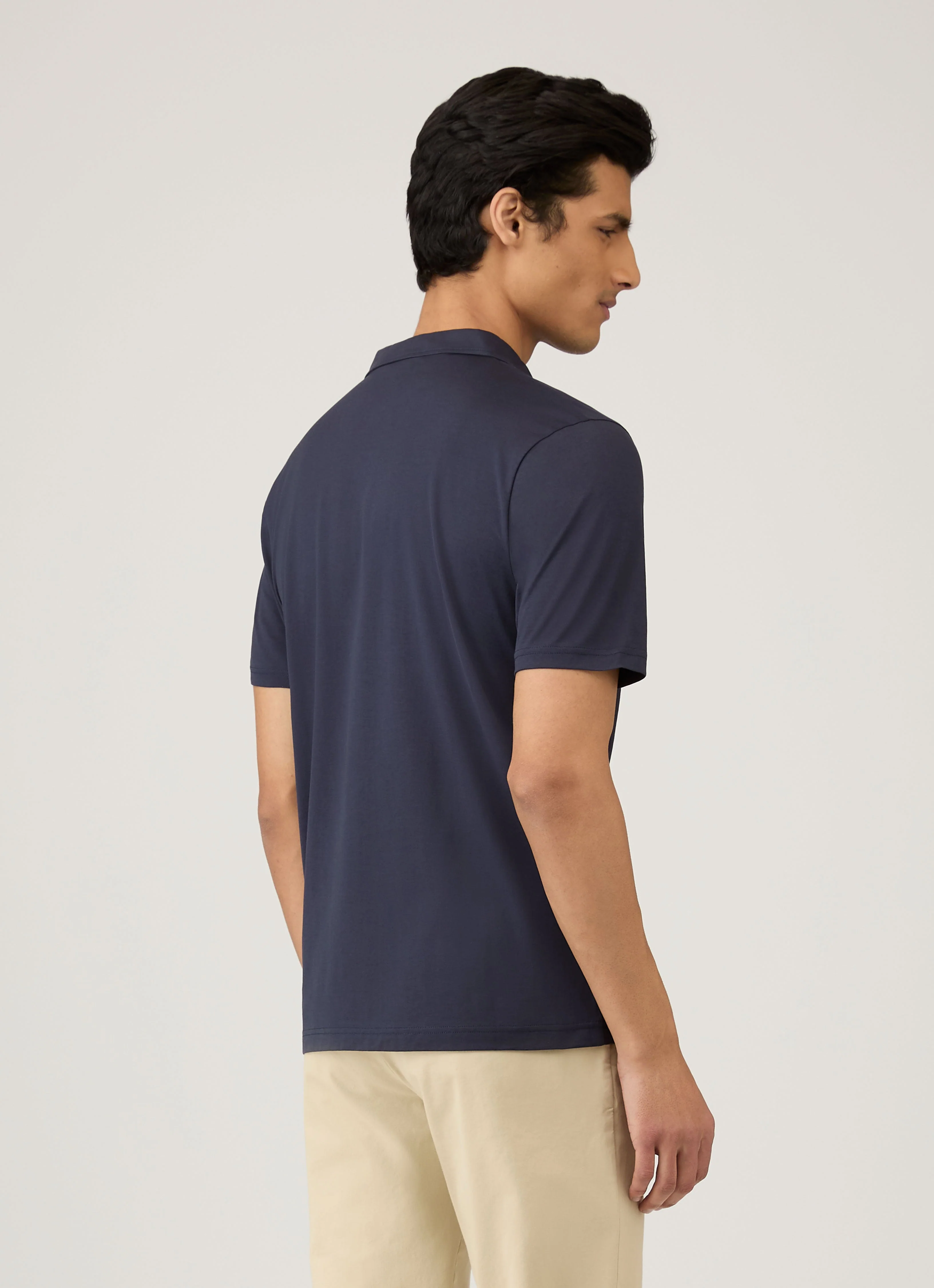 Men's Jersey Classic Polo Shirt in Navy - Image 5