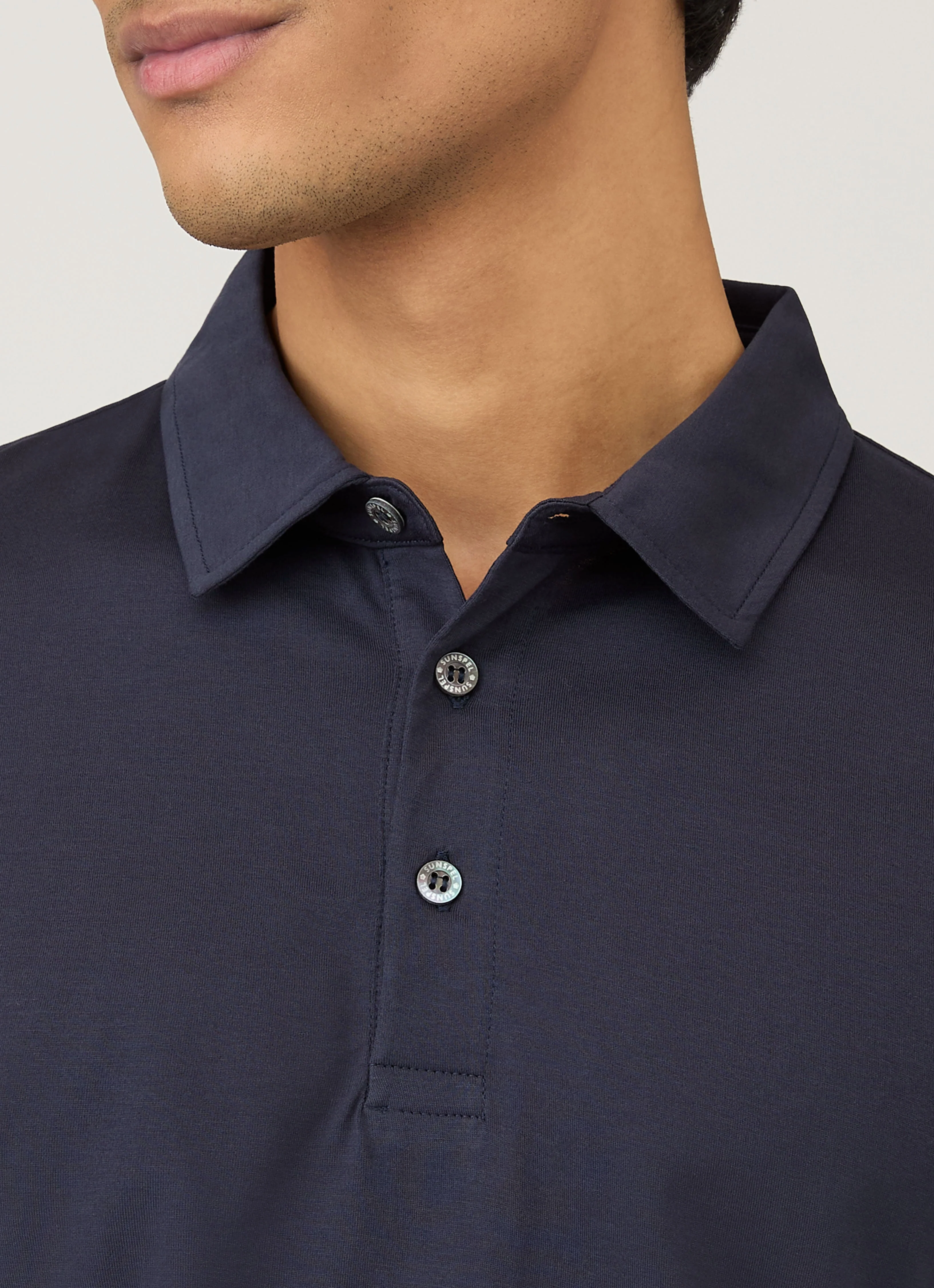 Men's Jersey Classic Polo Shirt in Navy - Image 6