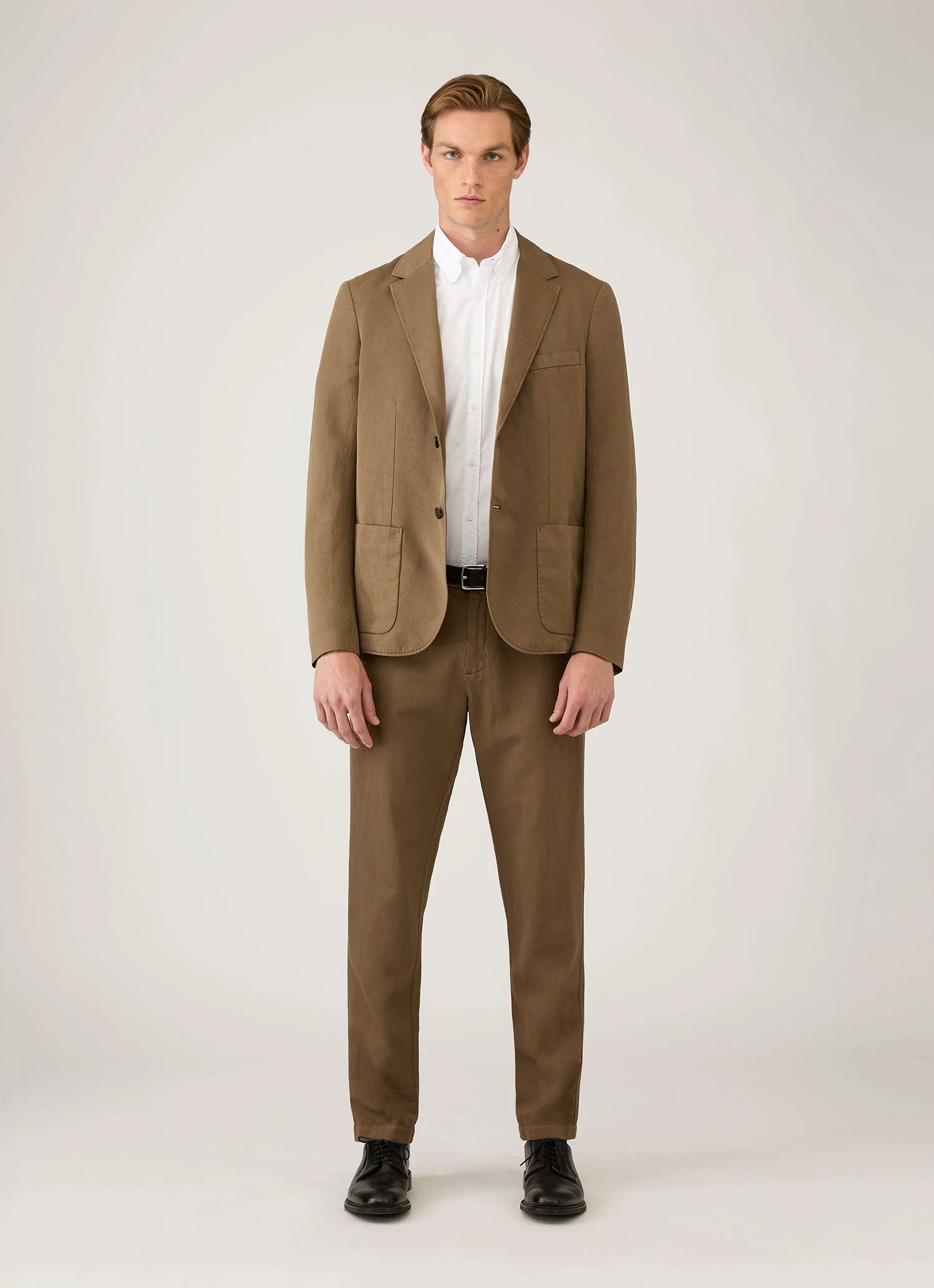 Men's Cotton Linen Blazer in Dark Cedar - Image 3