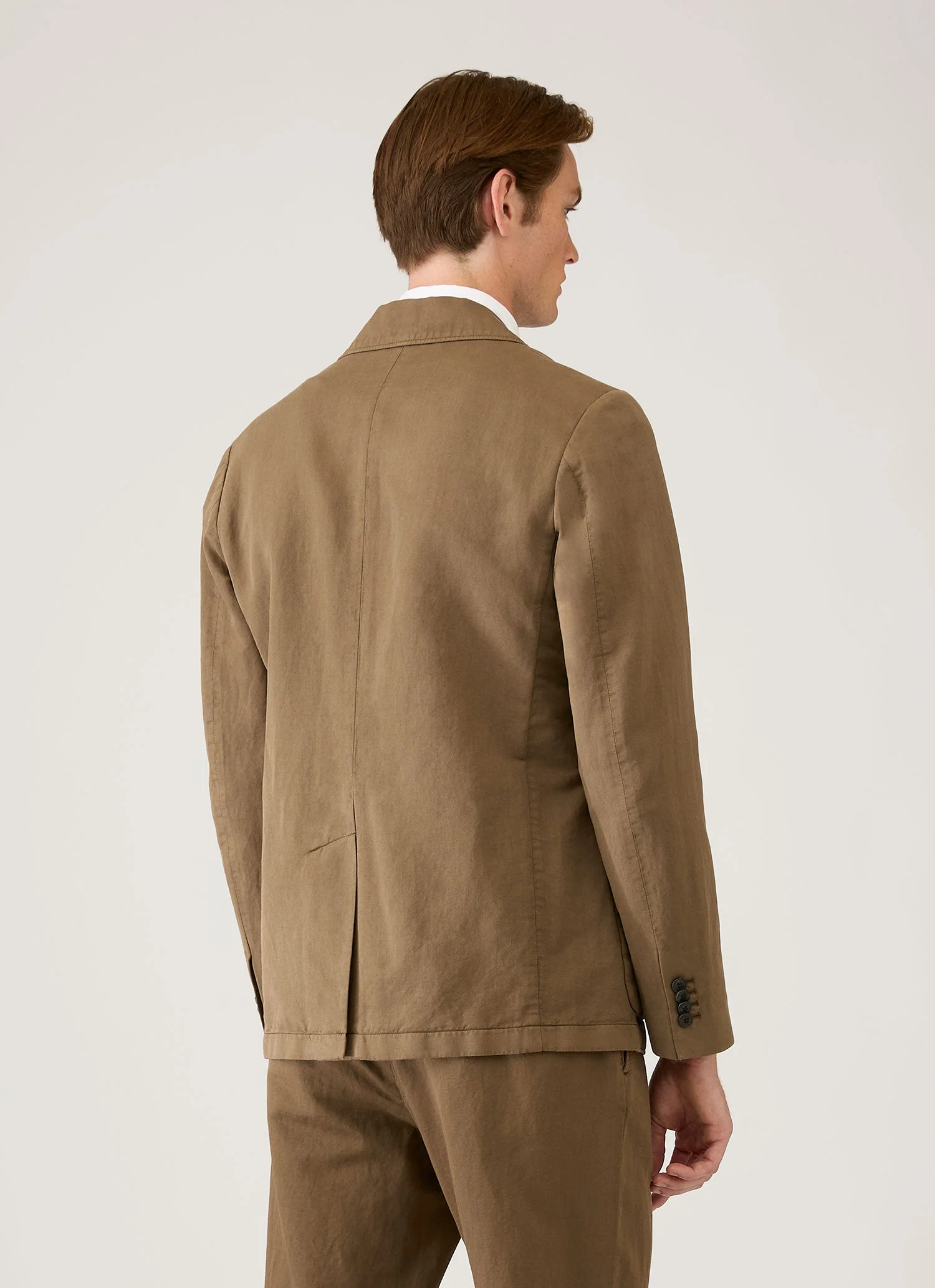 Men's Cotton Linen Blazer in Dark Cedar - Image 5
