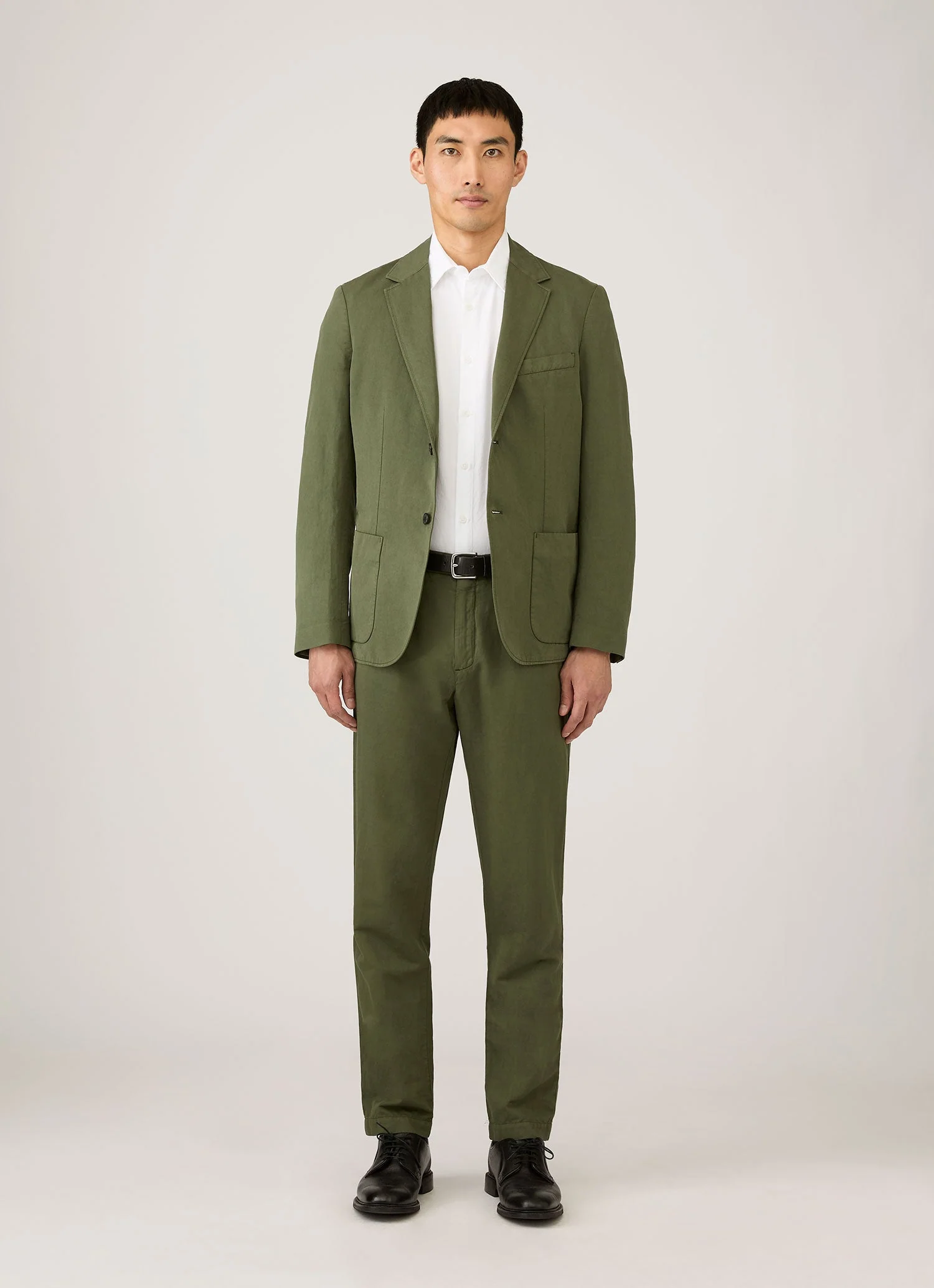 Men's Cotton Linen Blazer in Deep Olive - Image 3