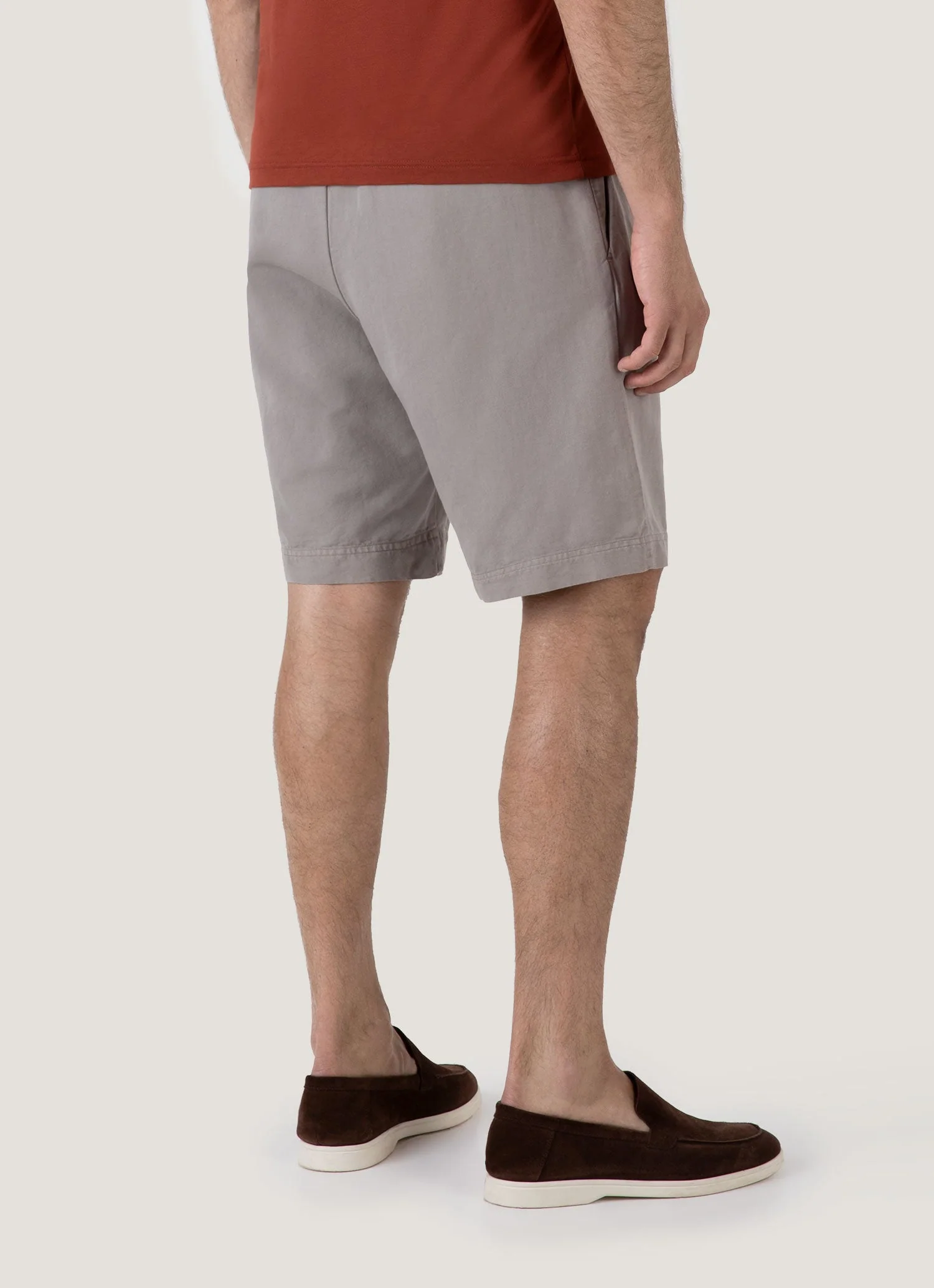 Men's Cotton Linen Drawstring Shorts in Pewter - Image 4