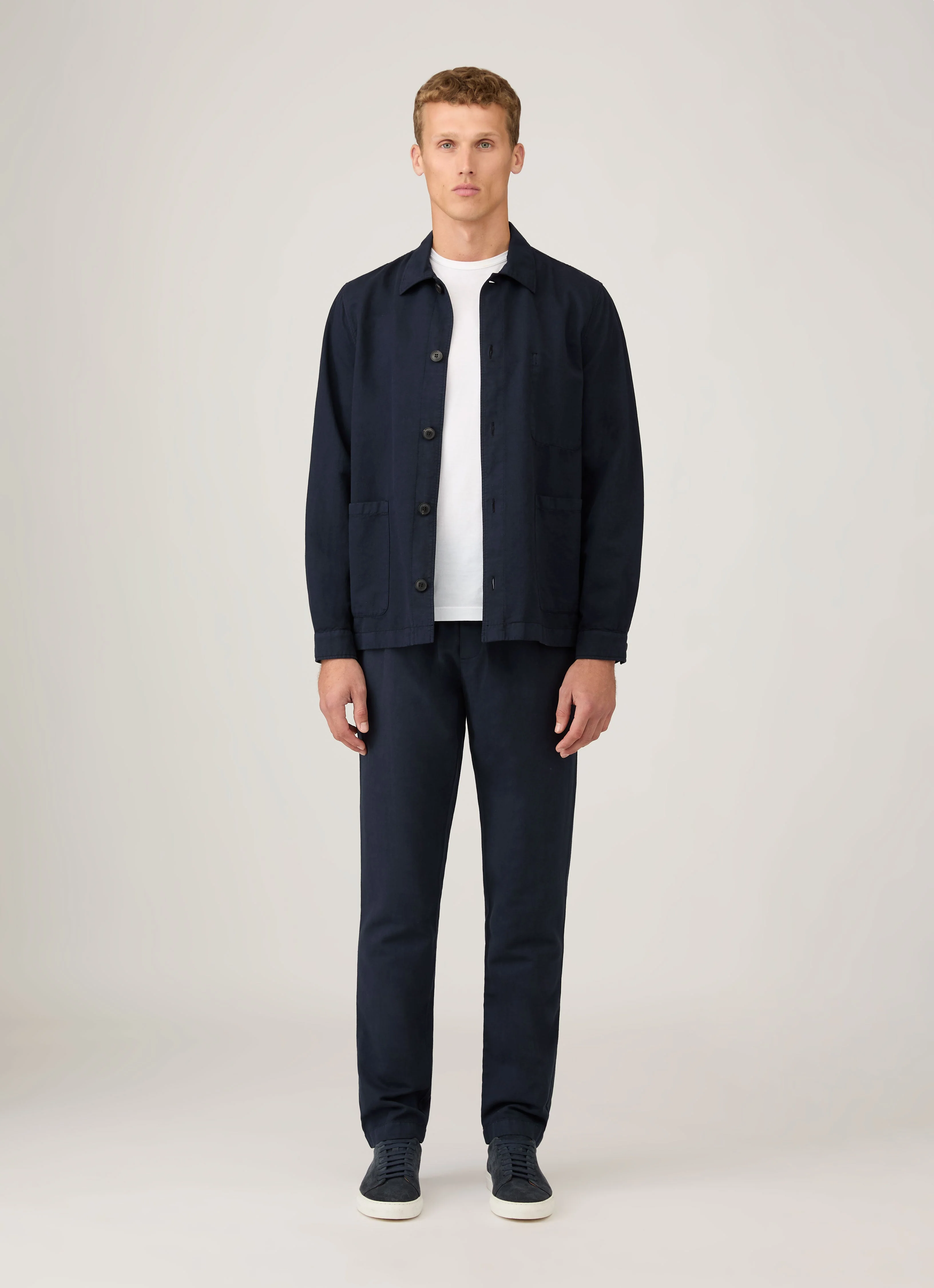 Men's Cotton Linen Drawstring Trouser in Navy - Image 3