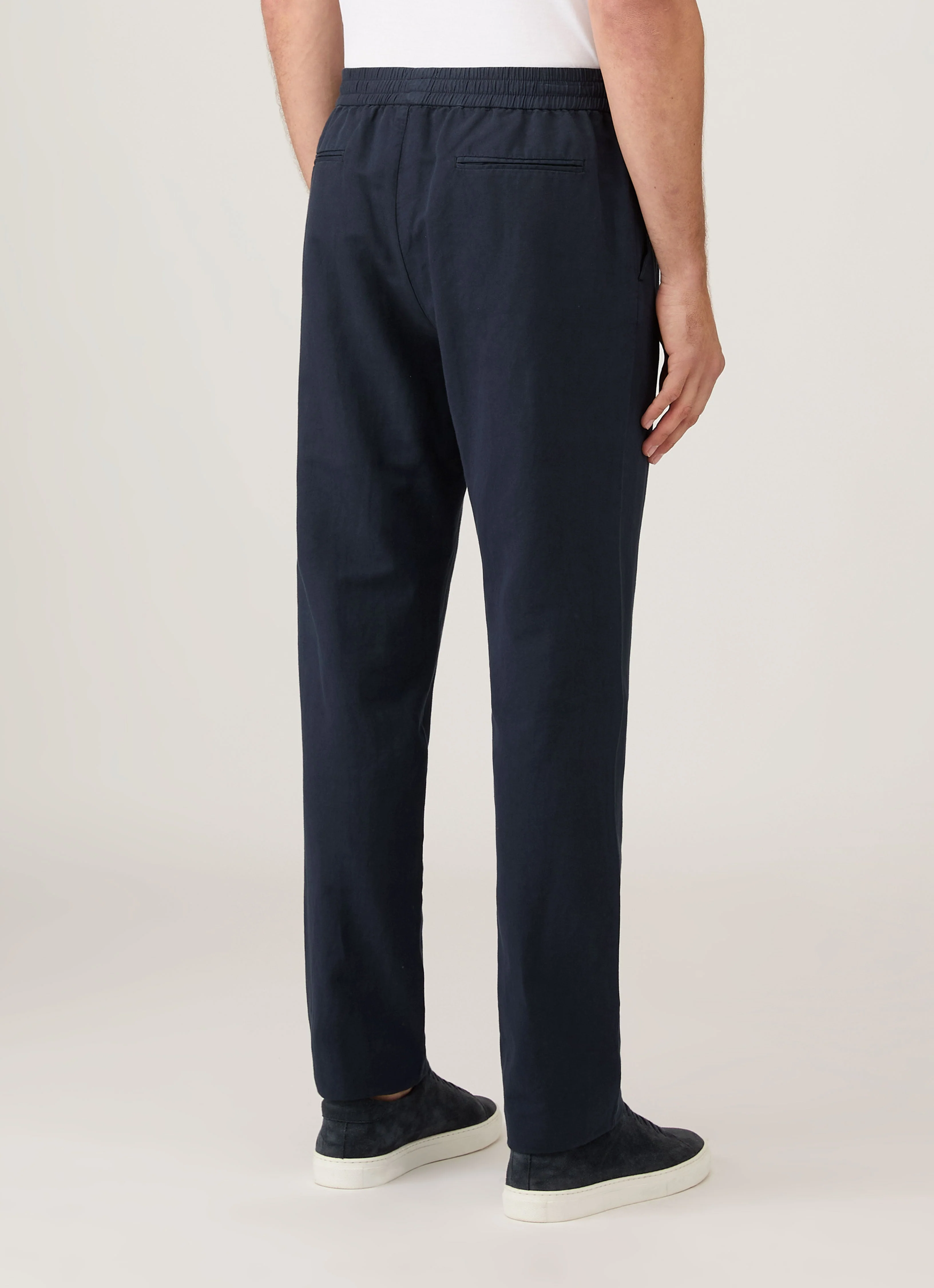 Men's Cotton Linen Drawstring Trouser in Navy - Image 5