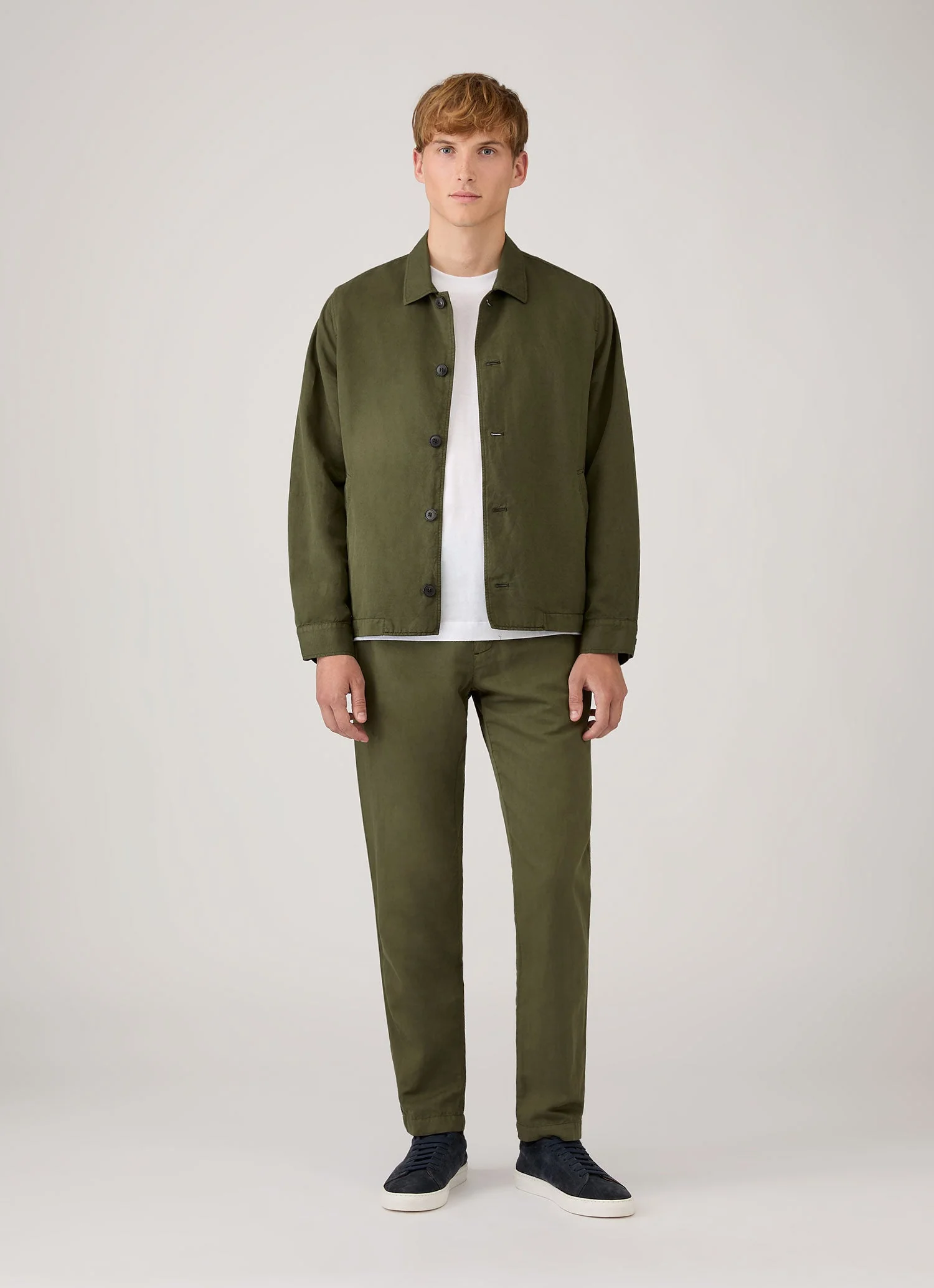 Men's Cotton Linen Jacket in Deep Olive - Image 3